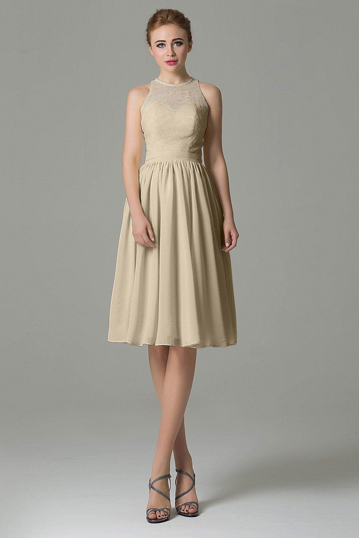A-Line Knee Length Lace Short Bridesmaid Dress COZK16003 - COCOMELODY