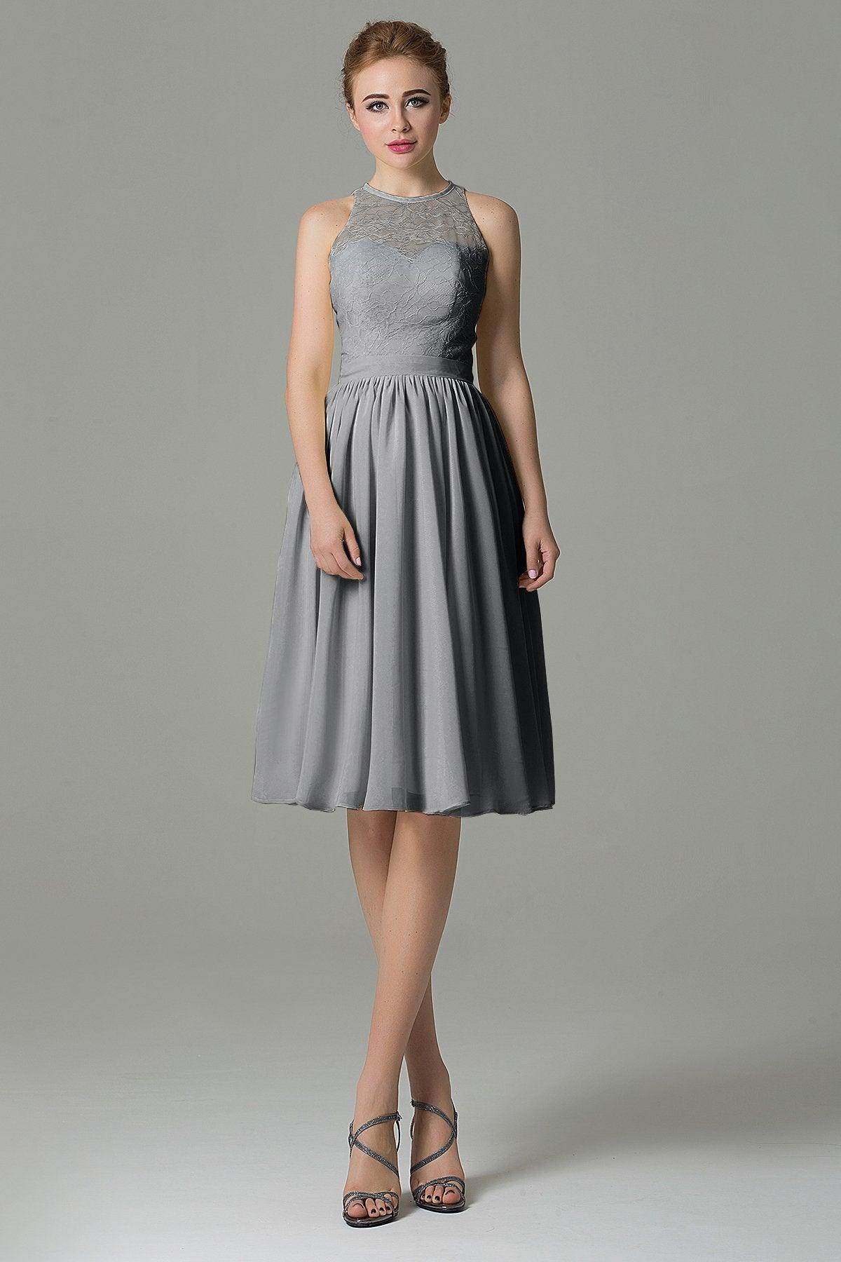 A-Line Knee Length Lace Short Bridesmaid Dress COZK16003 - COCOMELODY