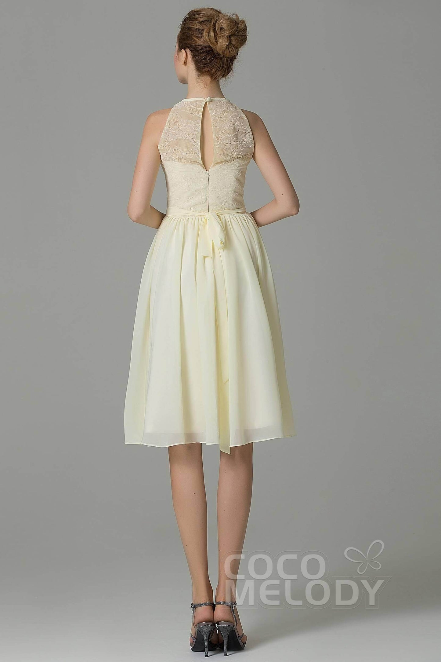 A-Line Knee Length Lace Short Bridesmaid Dress COZK16003 - COCOMELODY