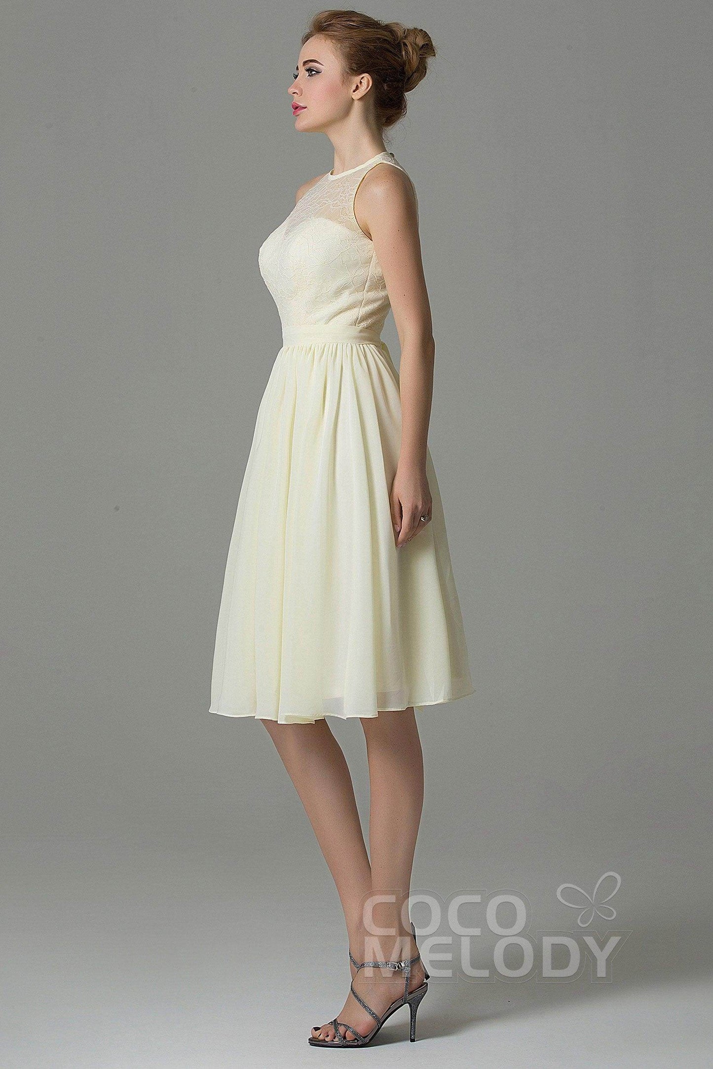 A-Line Knee Length Lace Short Bridesmaid Dress COZK16003 - COCOMELODY