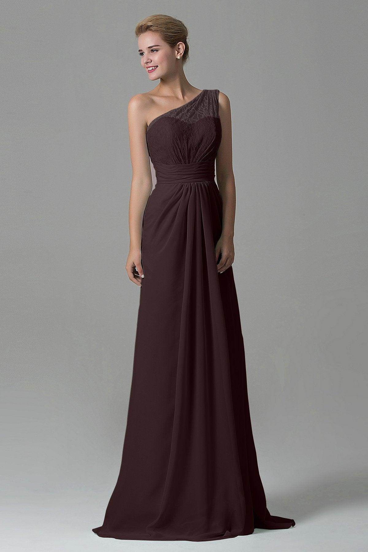 Sheath Sweep Train Lace/Chiffon Bridesmaid Dress COZK16004 - COCOMELODY