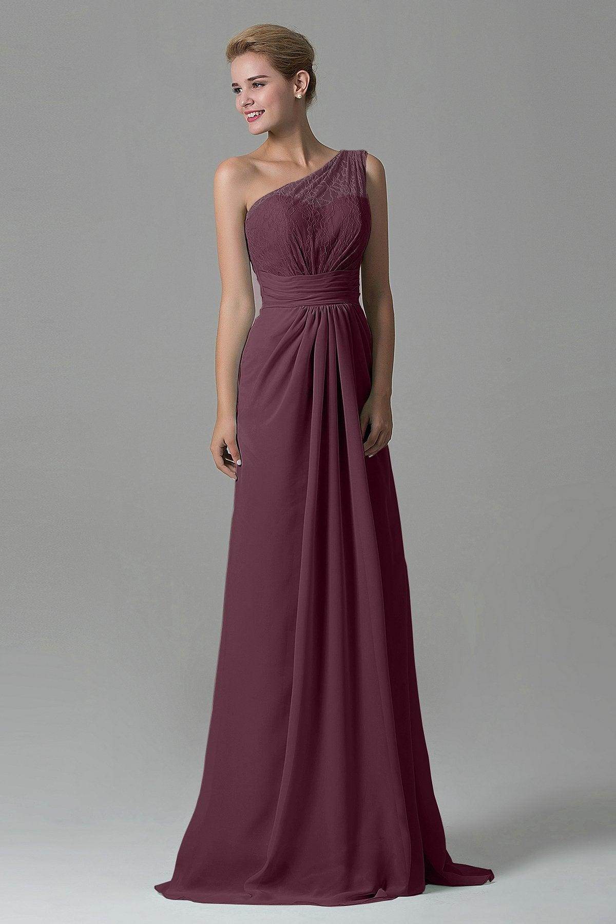 Sheath Sweep Train Lace/Chiffon Bridesmaid Dress COZK16004 - COCOMELODY