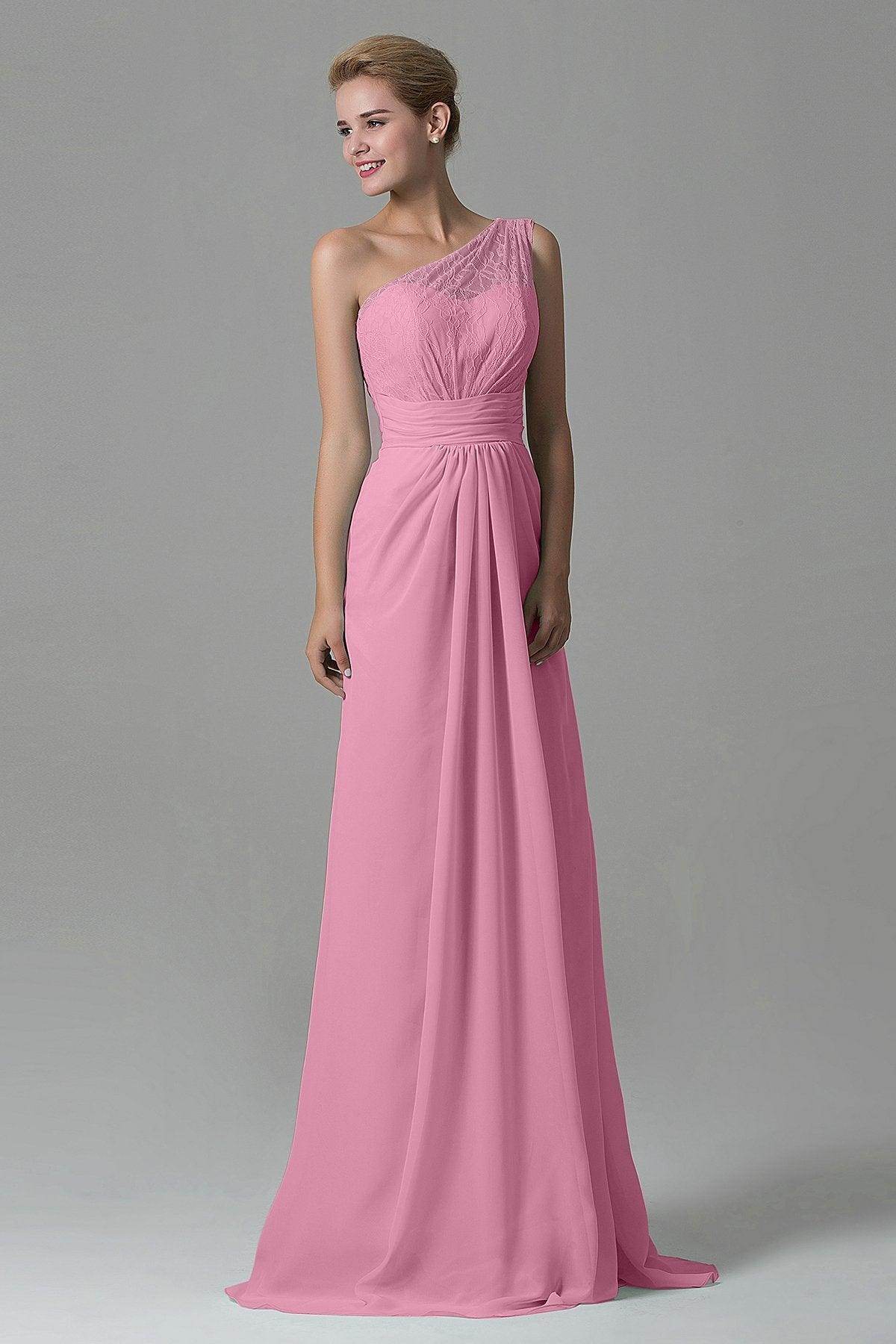 Sheath Sweep Train Lace/Chiffon Bridesmaid Dress COZK16004 - COCOMELODY