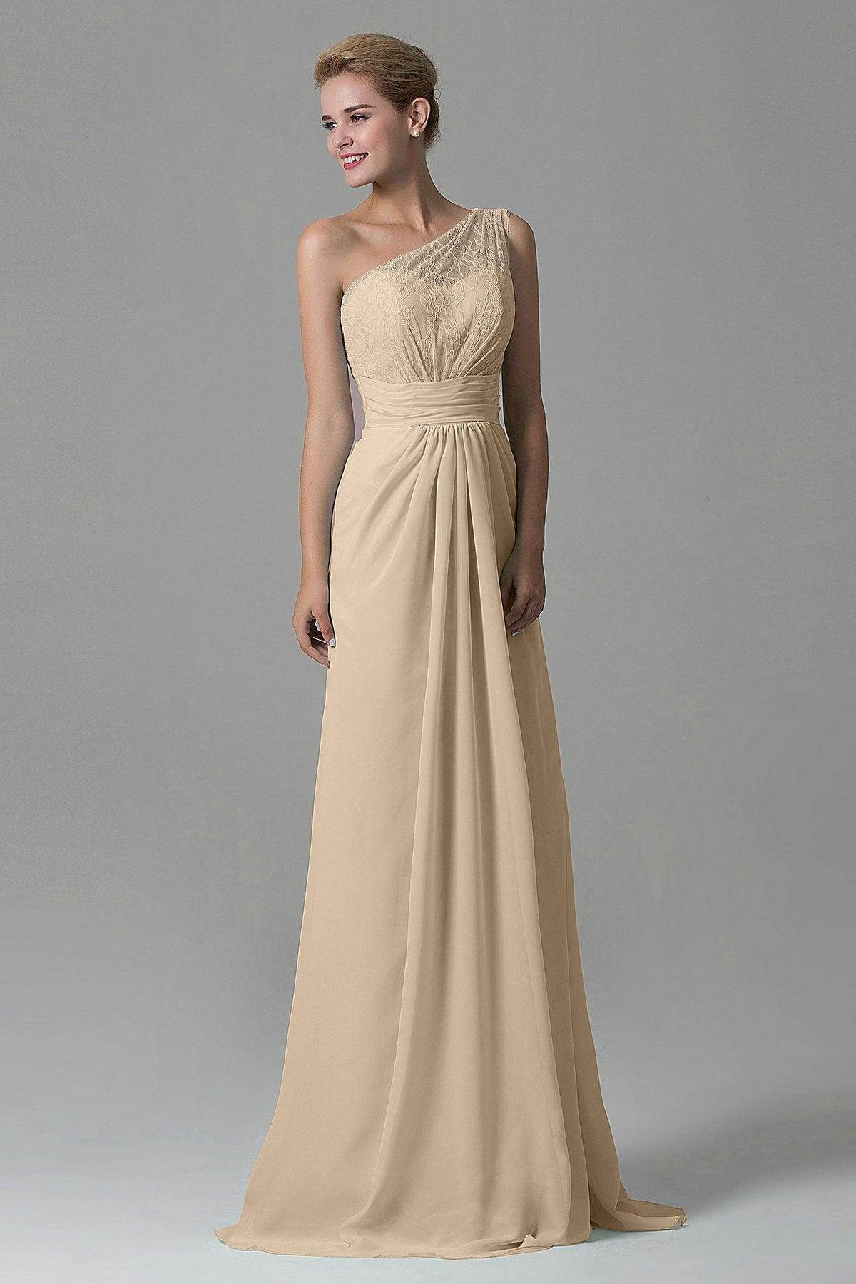 Sheath Sweep Train Lace/Chiffon Bridesmaid Dress COZK16004 - COCOMELODY