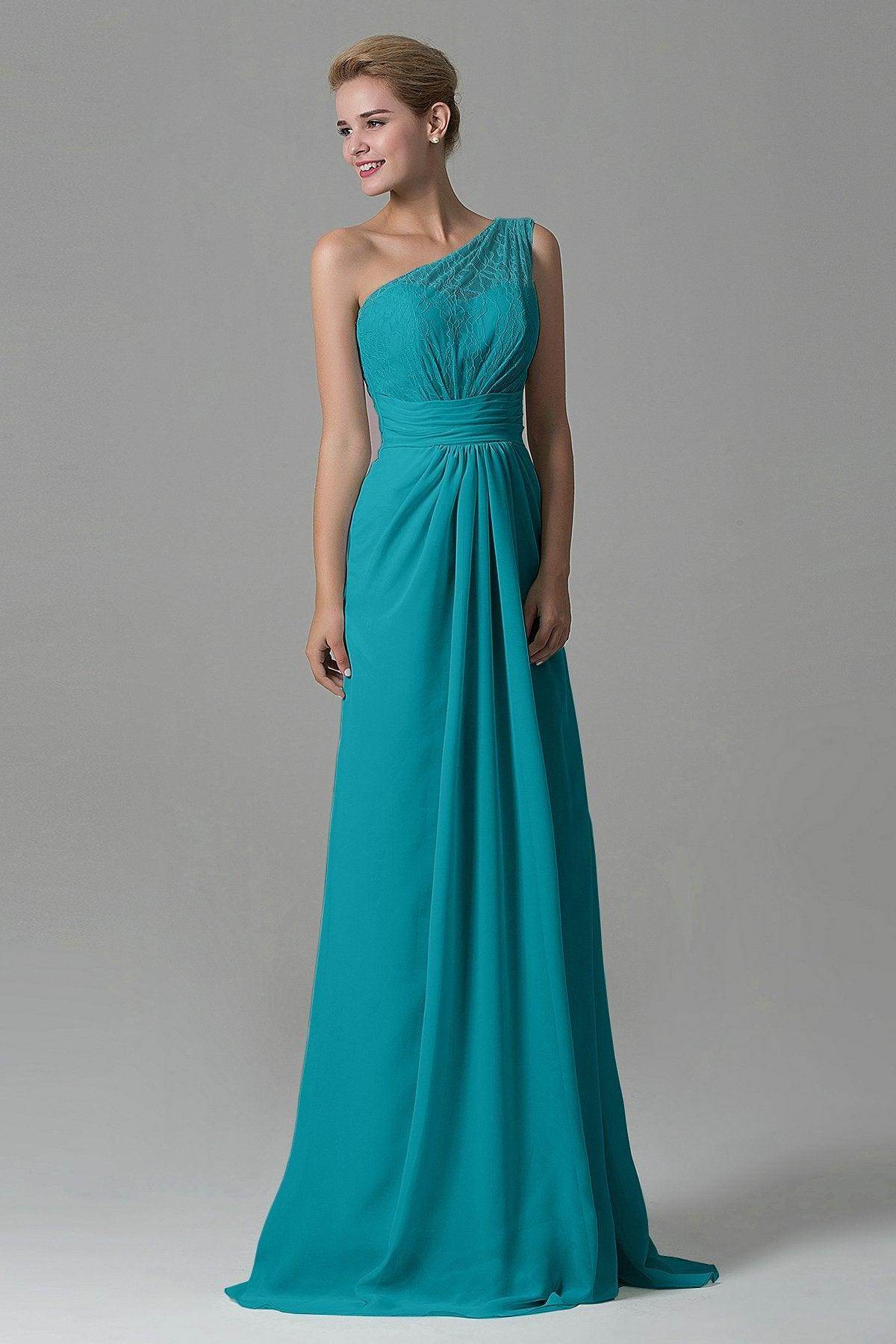 Sheath Sweep Train Lace/Chiffon Bridesmaid Dress COZK16004 - COCOMELODY