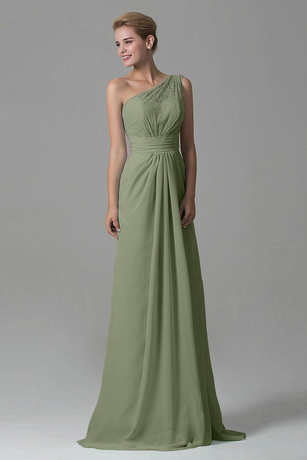 Sheath Sweep Train Lace/Chiffon Bridesmaid Dress COZK16004 - COCOMELODY