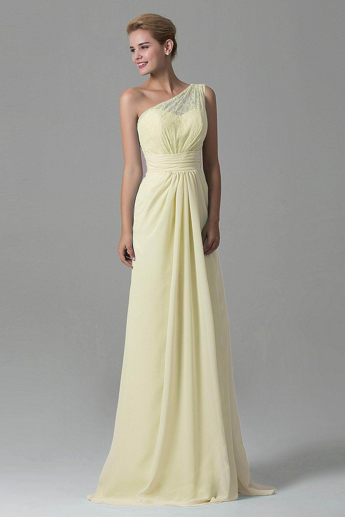 Sheath Sweep Train Lace/Chiffon Bridesmaid Dress COZK16004 - COCOMELODY