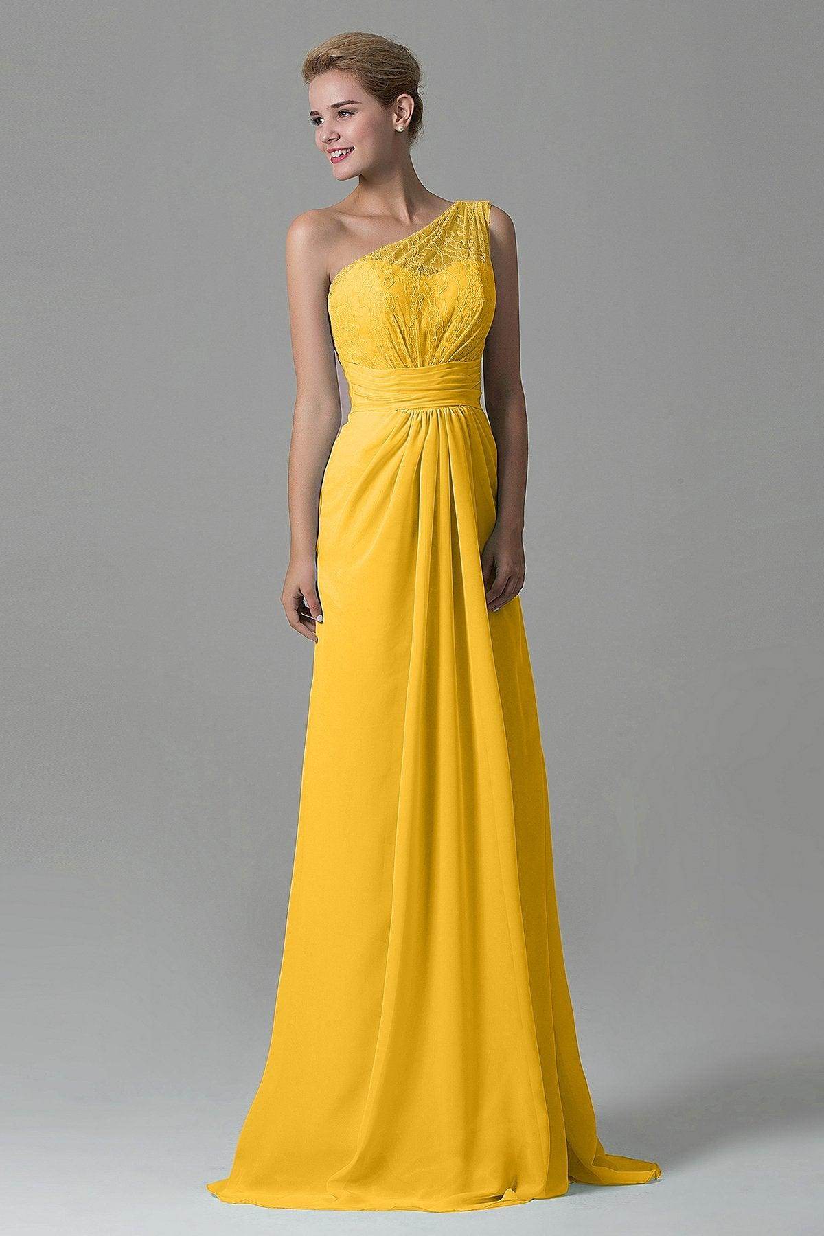 Sheath Sweep Train Lace/Chiffon Bridesmaid Dress COZK16004 - COCOMELODY