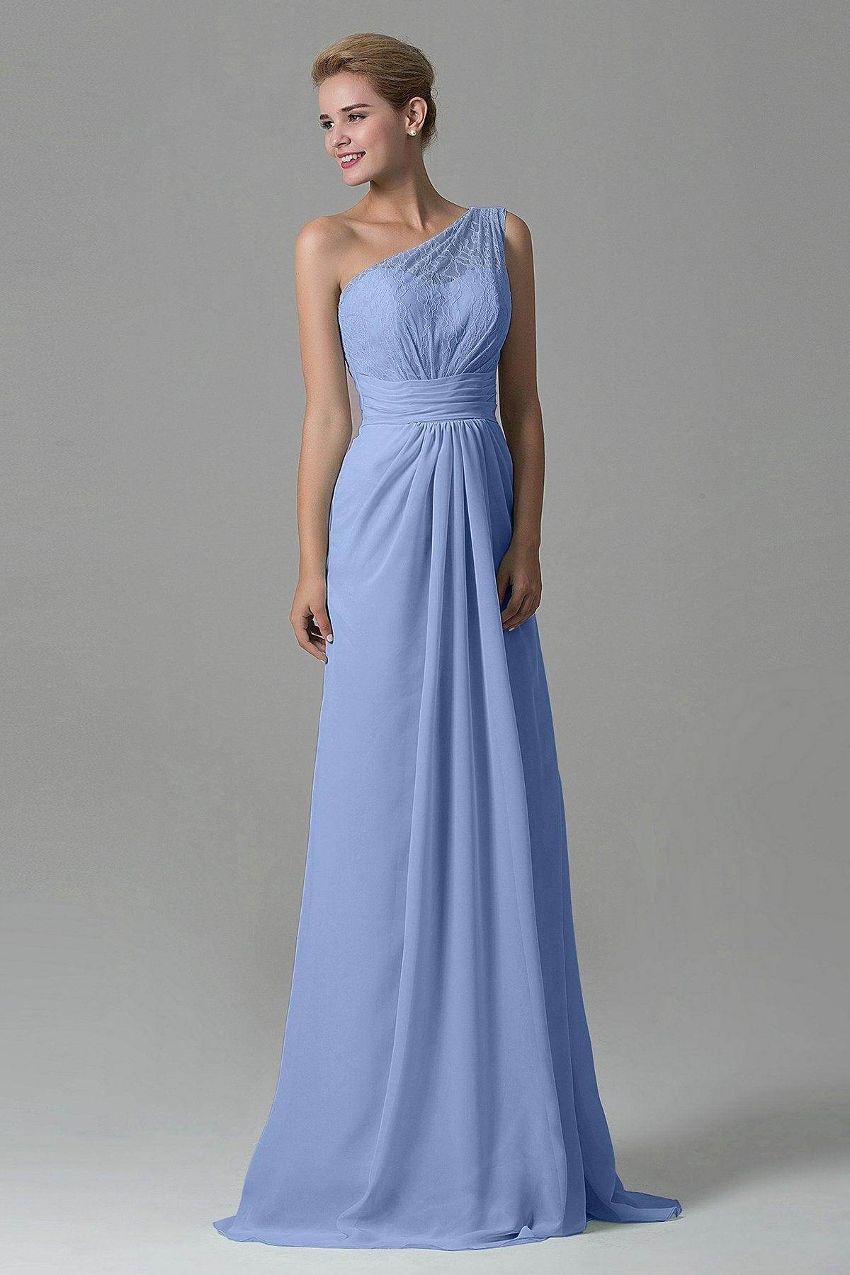 Sheath Sweep Train Lace/Chiffon Bridesmaid Dress COZK16004 - COCOMELODY