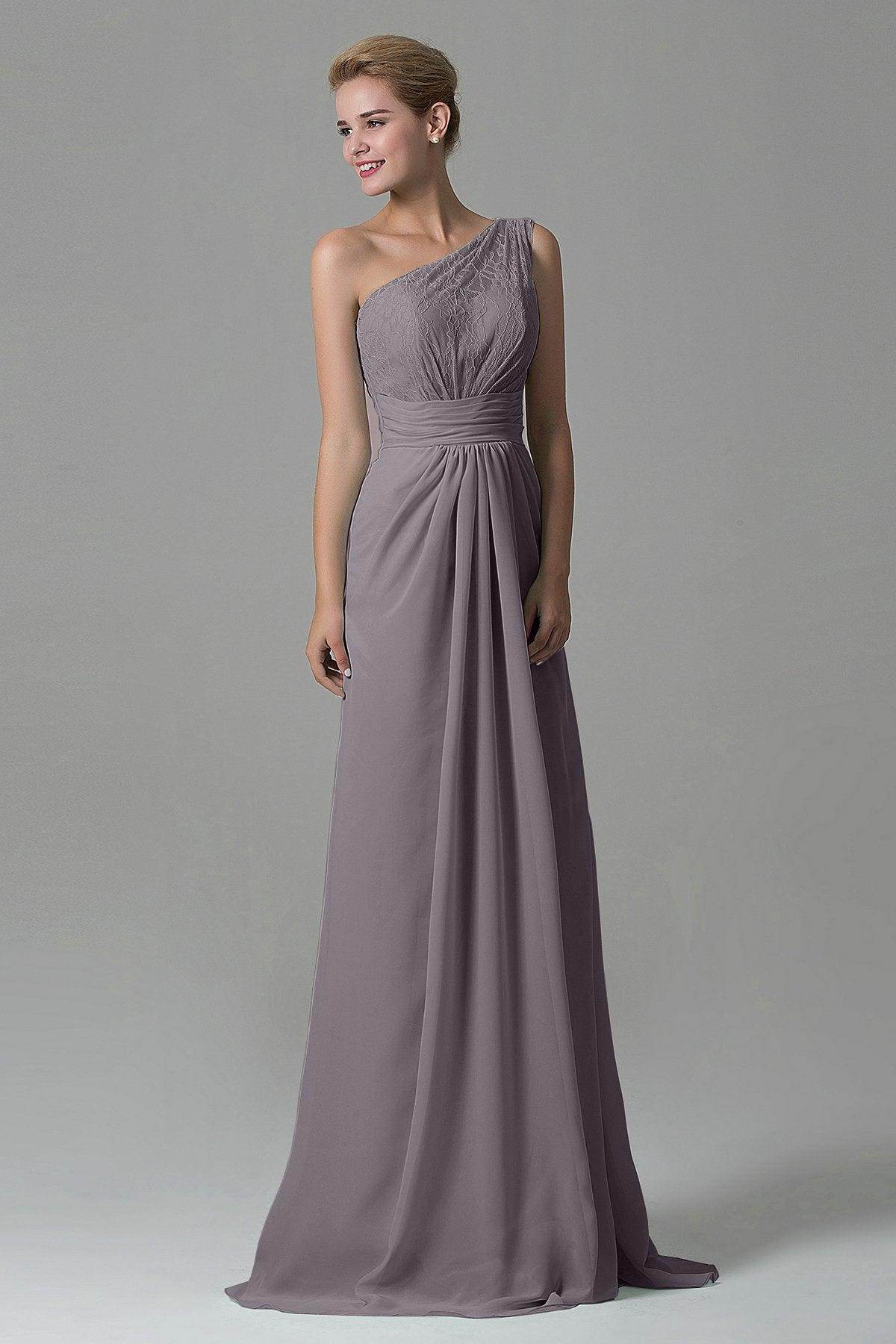 Sheath Sweep Train Lace/Chiffon Bridesmaid Dress COZK16004 - COCOMELODY