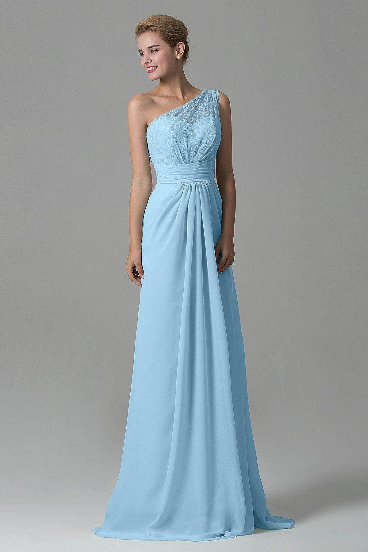 Sheath Sweep Train Lace/Chiffon Bridesmaid Dress COZK16004 - COCOMELODY