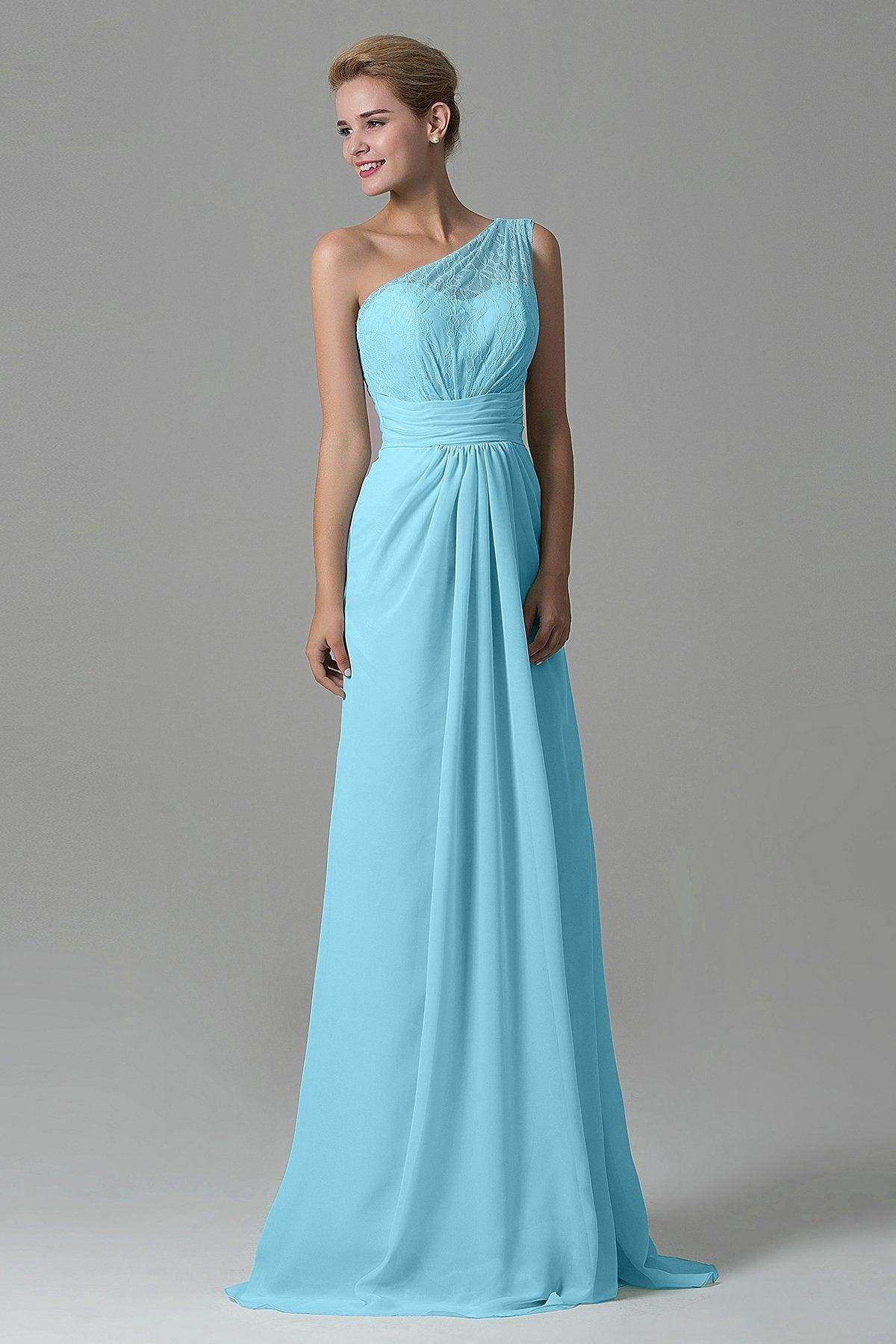 Sheath Sweep Train Lace/Chiffon Bridesmaid Dress COZK16004 - COCOMELODY