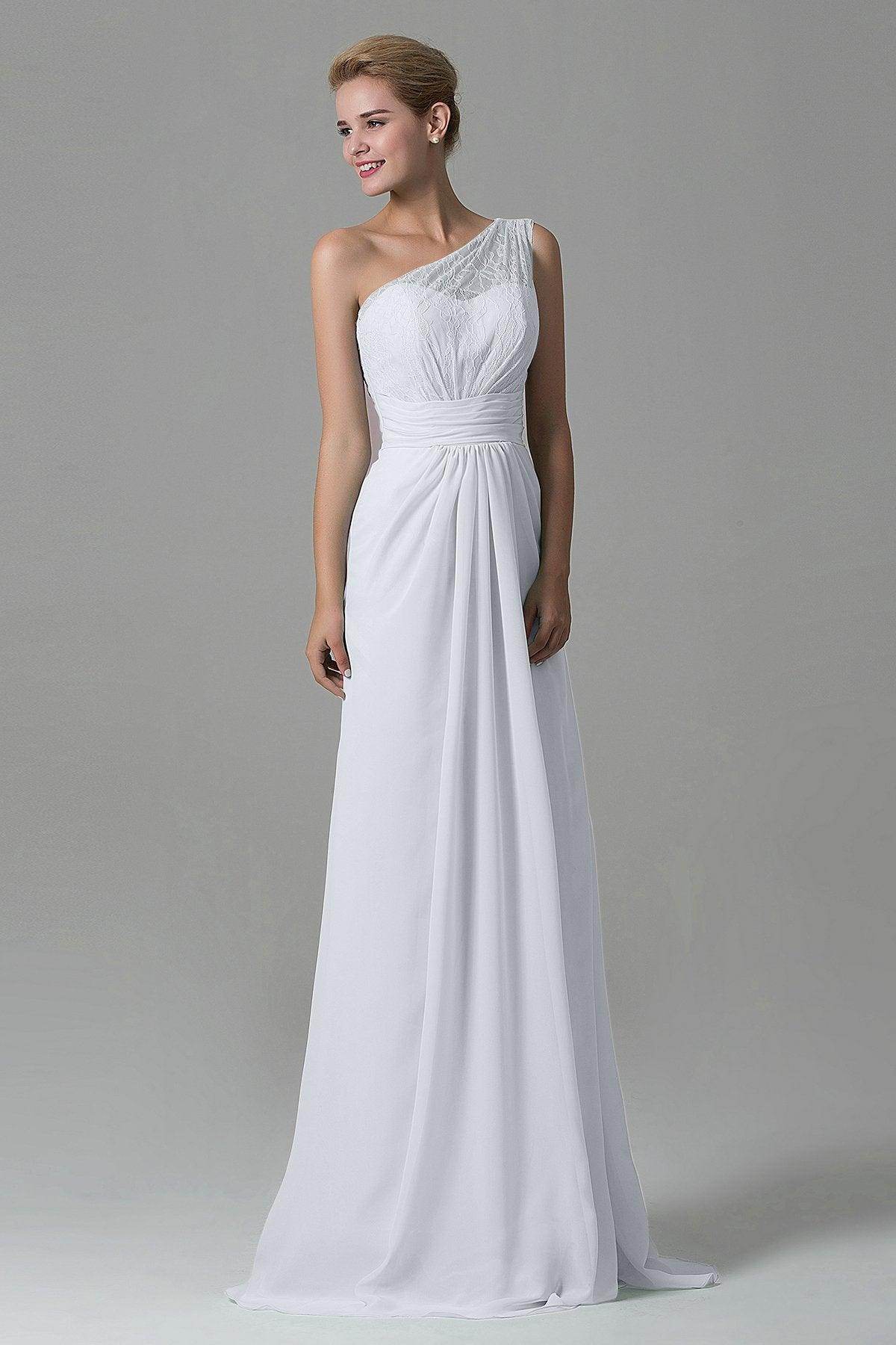 Sheath Sweep Train Lace/Chiffon Bridesmaid Dress COZK16004 - COCOMELODY