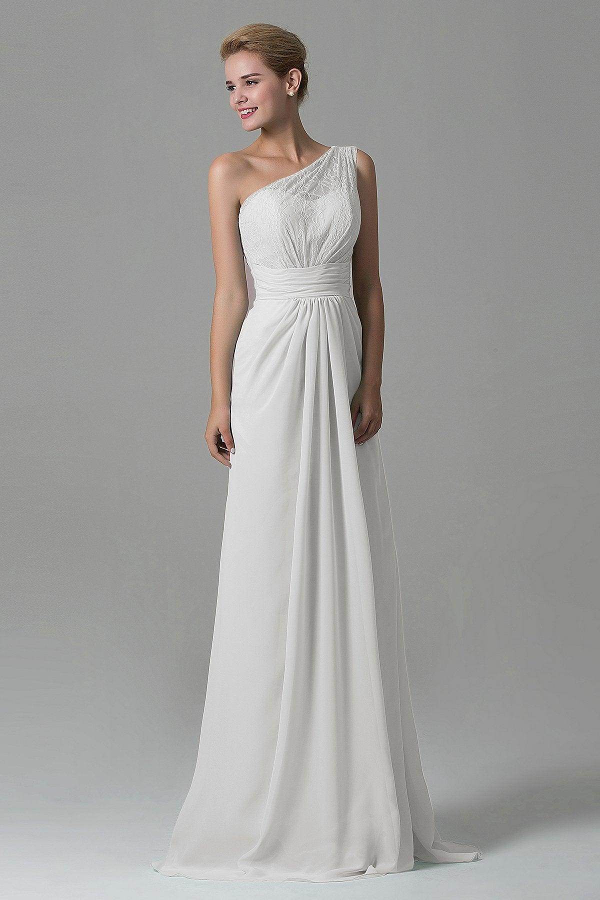 Sheath Sweep Train Lace/Chiffon Bridesmaid Dress COZK16004 - COCOMELODY