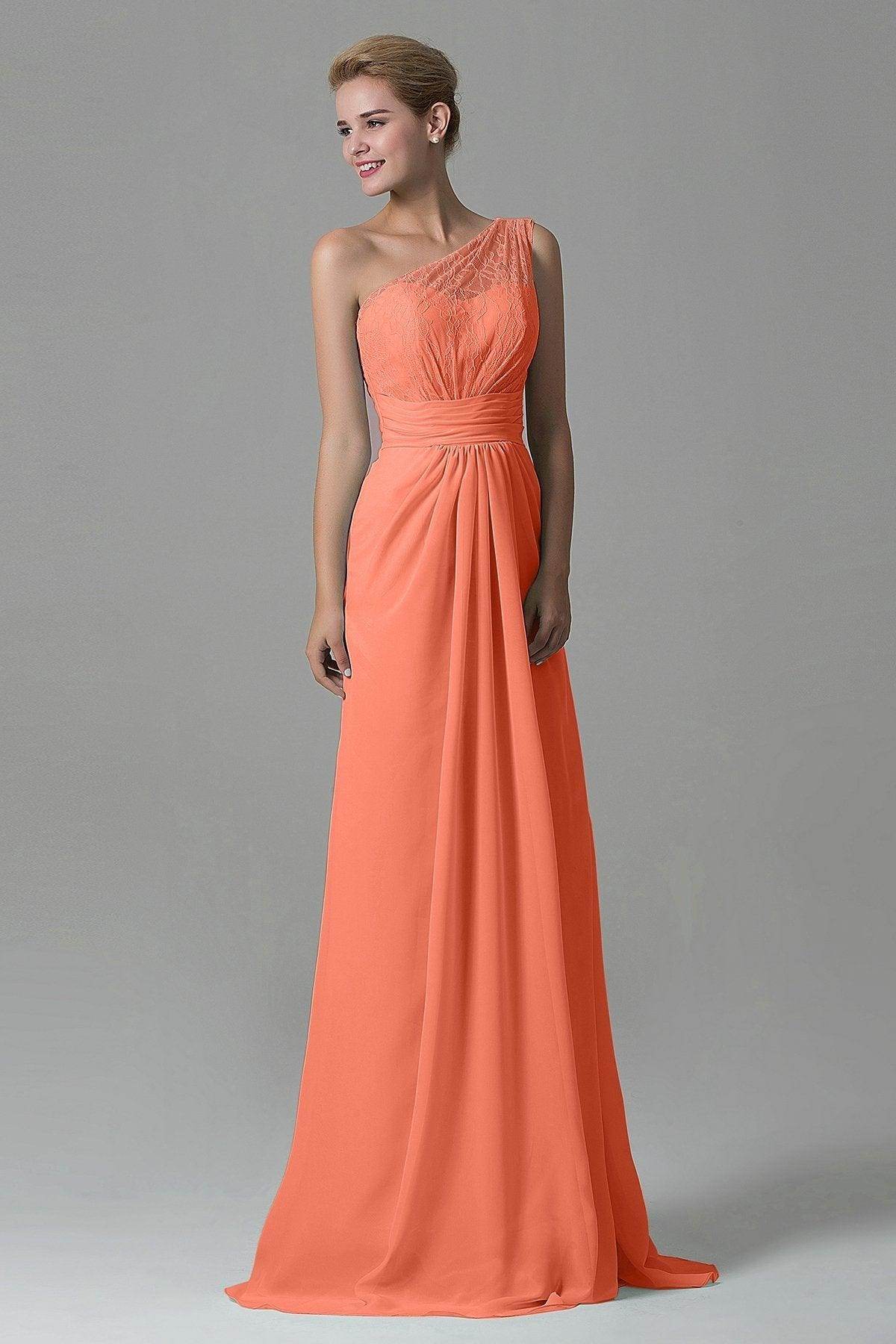 Sheath Sweep Train Lace/Chiffon Bridesmaid Dress COZK16004 - COCOMELODY