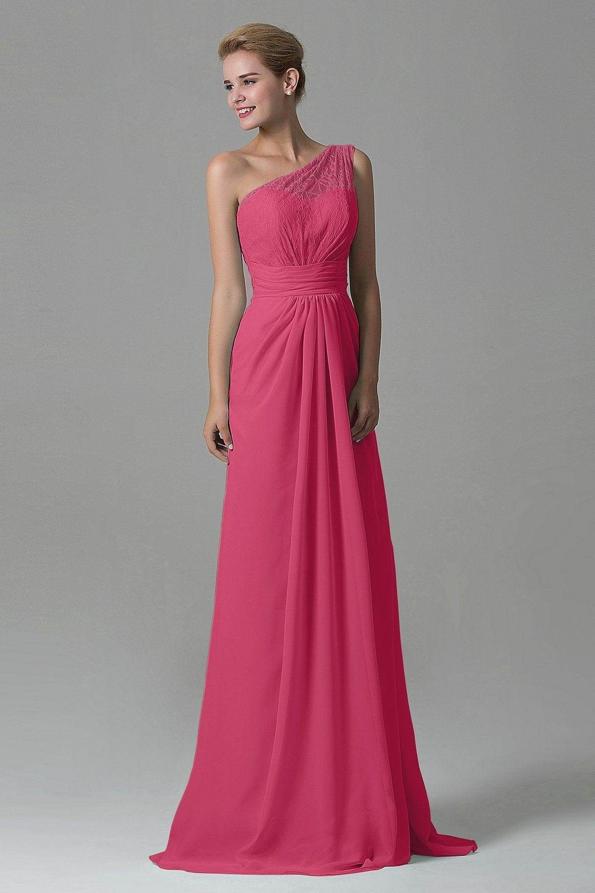 Sheath Sweep Train Lace/Chiffon Bridesmaid Dress COZK16004 - COCOMELODY