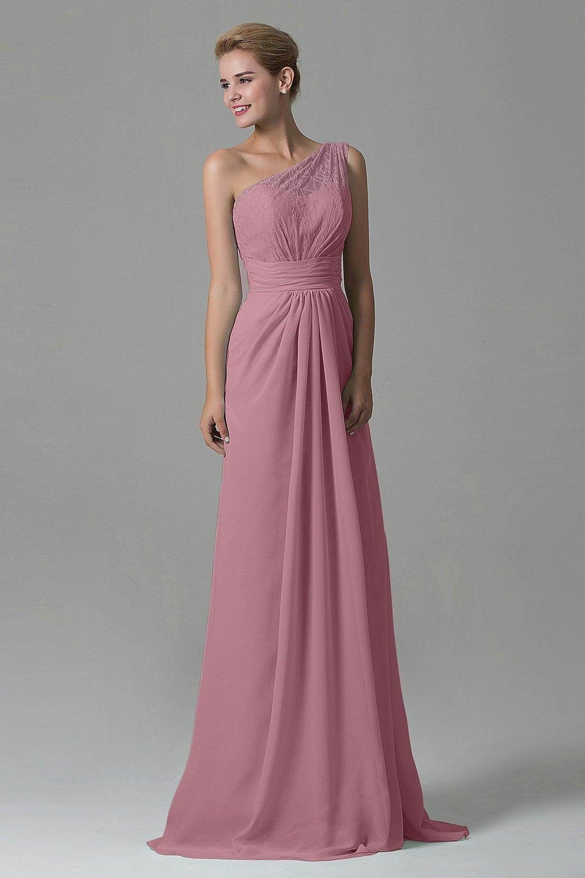 Sheath Sweep Train Lace/Chiffon Bridesmaid Dress COZK16004 - COCOMELODY