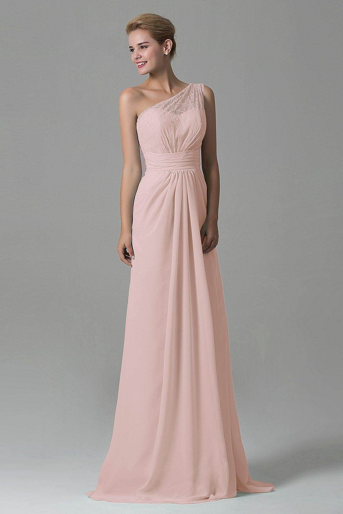 Sheath Sweep Train Lace/Chiffon Bridesmaid Dress COZK16004 - COCOMELODY