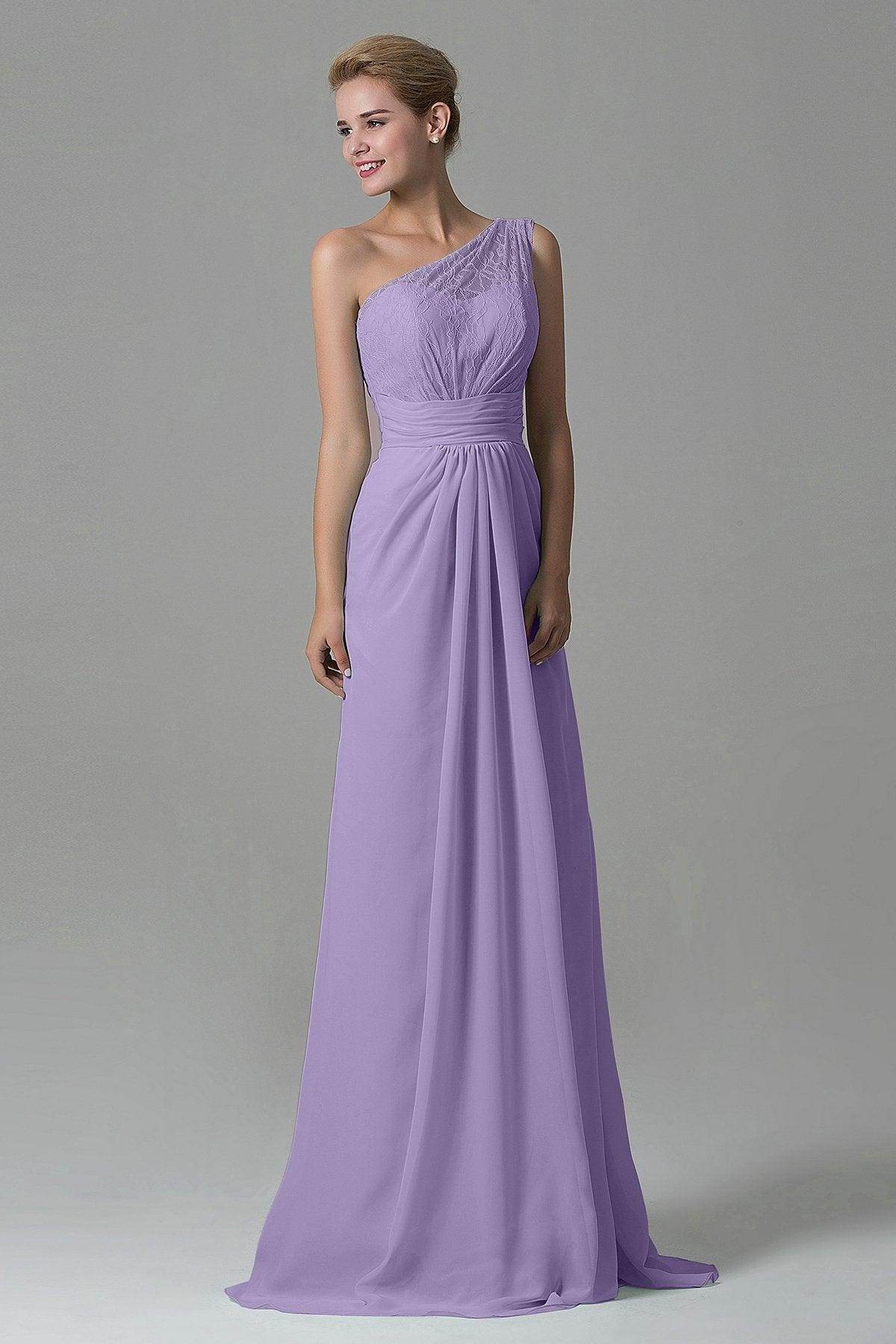 Sheath Sweep Train Lace/Chiffon Bridesmaid Dress COZK16004 - COCOMELODY