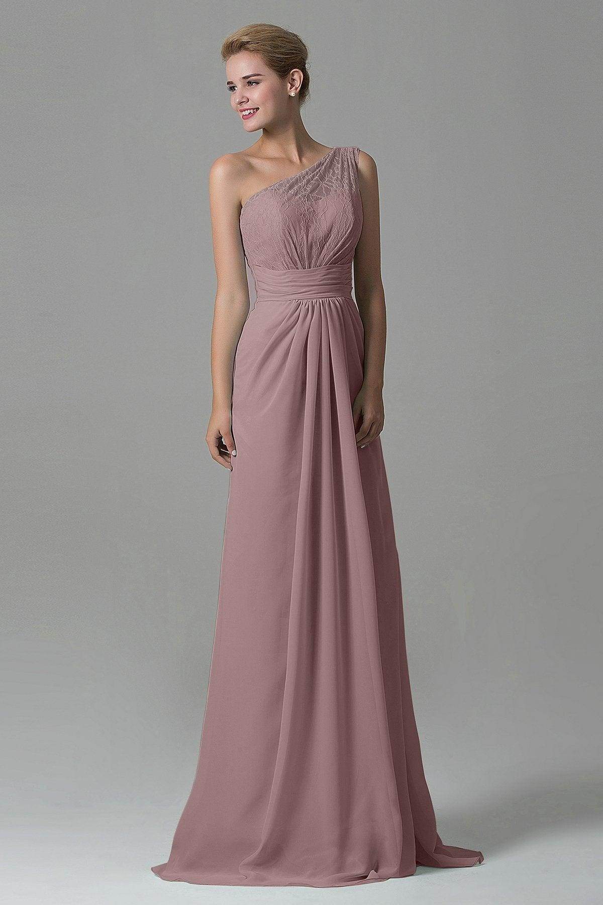 Sheath Sweep Train Lace/Chiffon Bridesmaid Dress COZK16004 - COCOMELODY