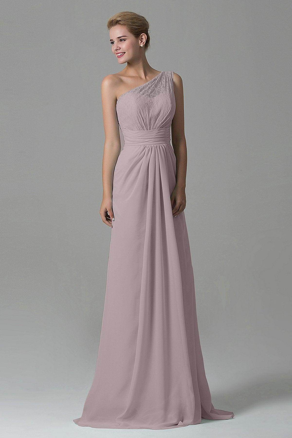 Sheath Sweep Train Lace/Chiffon Bridesmaid Dress COZK16004 - COCOMELODY