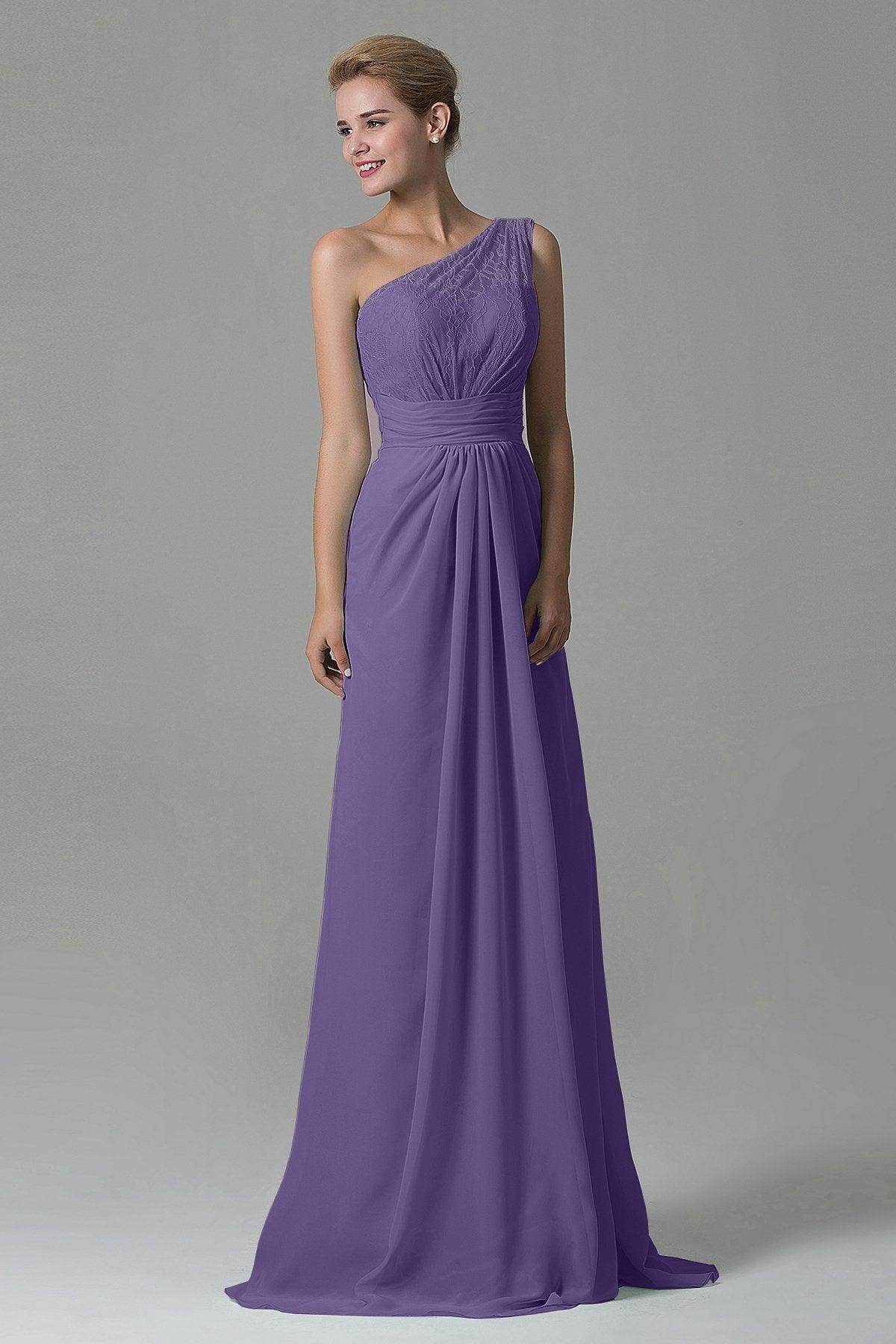 Sheath Sweep Train Lace/Chiffon Bridesmaid Dress COZK16004 - COCOMELODY