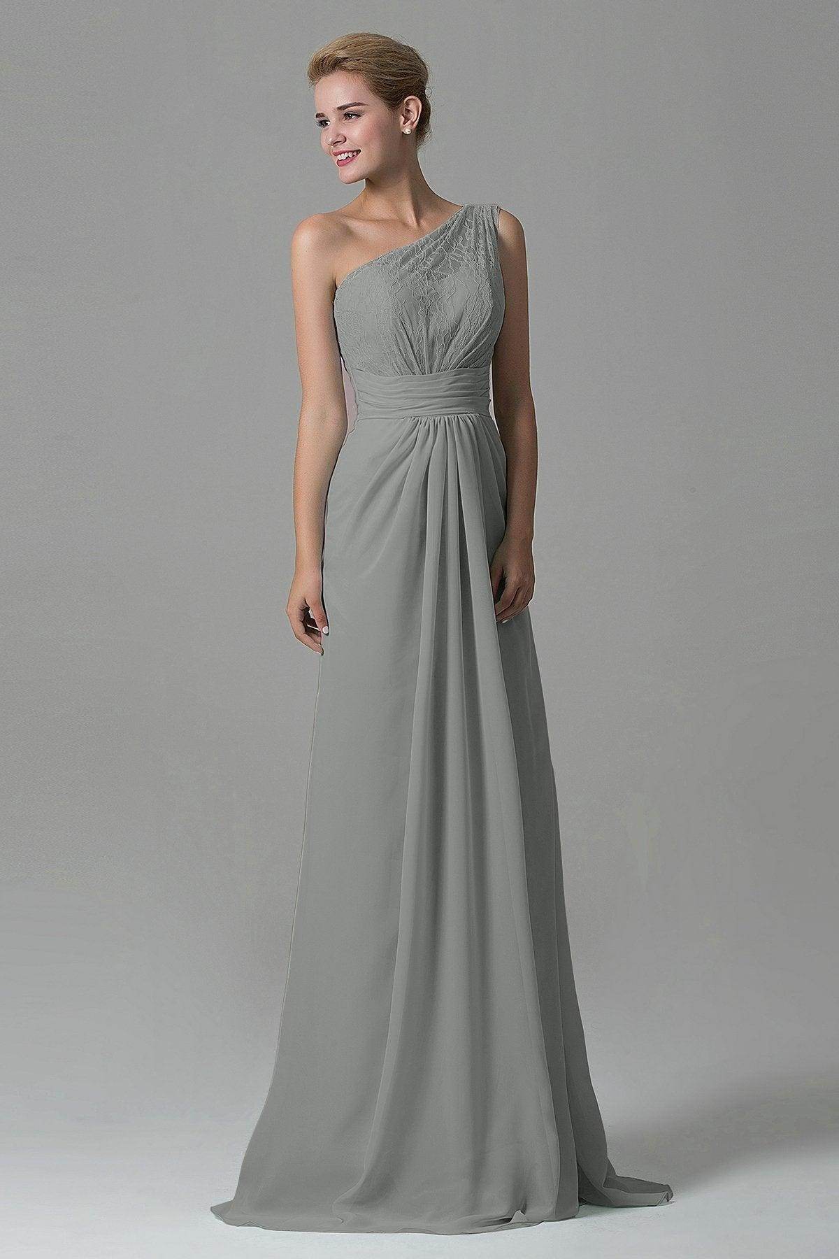 Sheath Sweep Train Lace/Chiffon Bridesmaid Dress COZK16004 - COCOMELODY
