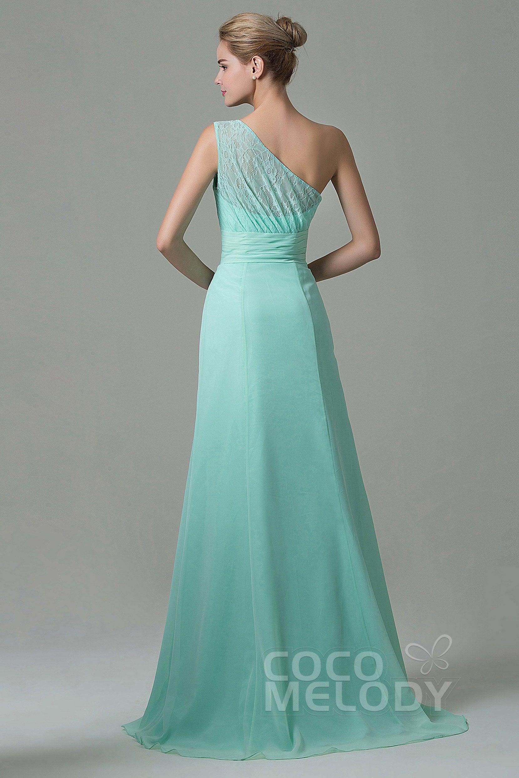 Sheath Sweep Train Lace/Chiffon Bridesmaid Dress COZK16004 - COCOMELODY