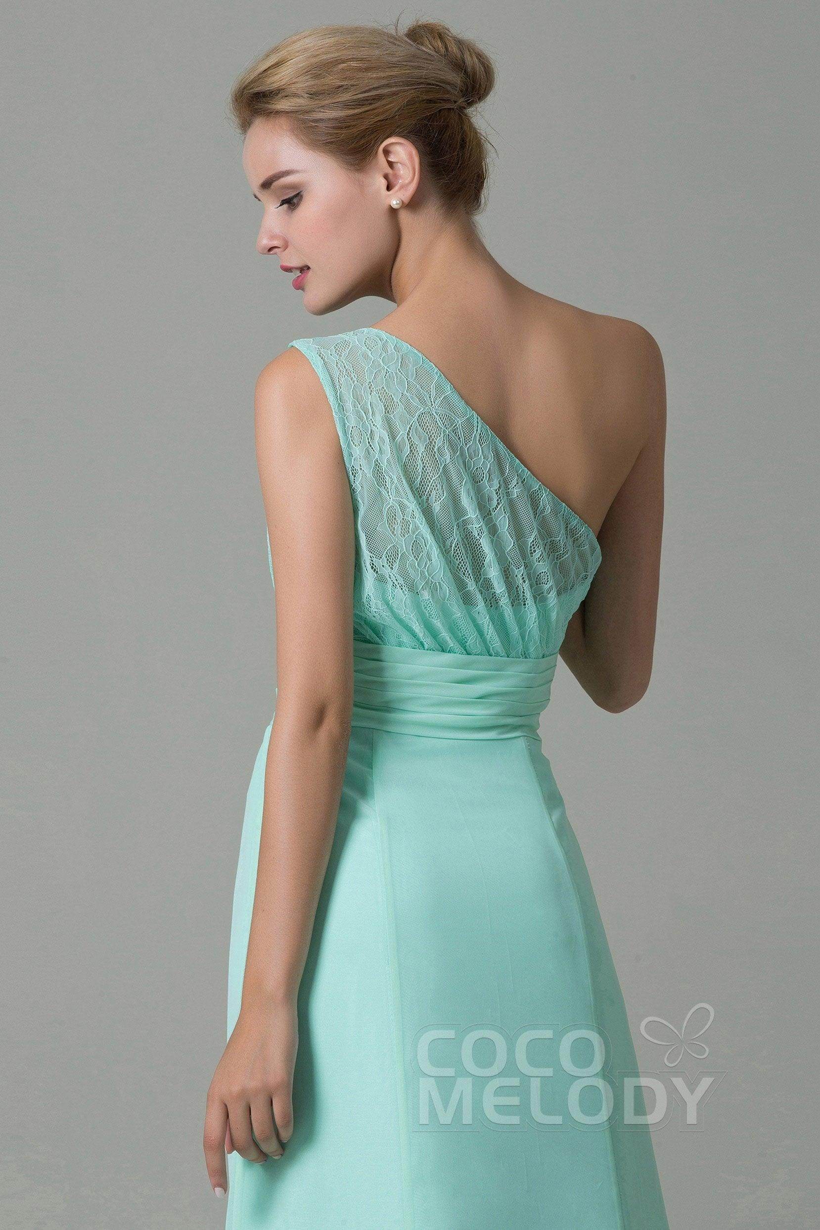 Sheath Sweep Train Lace/Chiffon Bridesmaid Dress COZK16004 - COCOMELODY