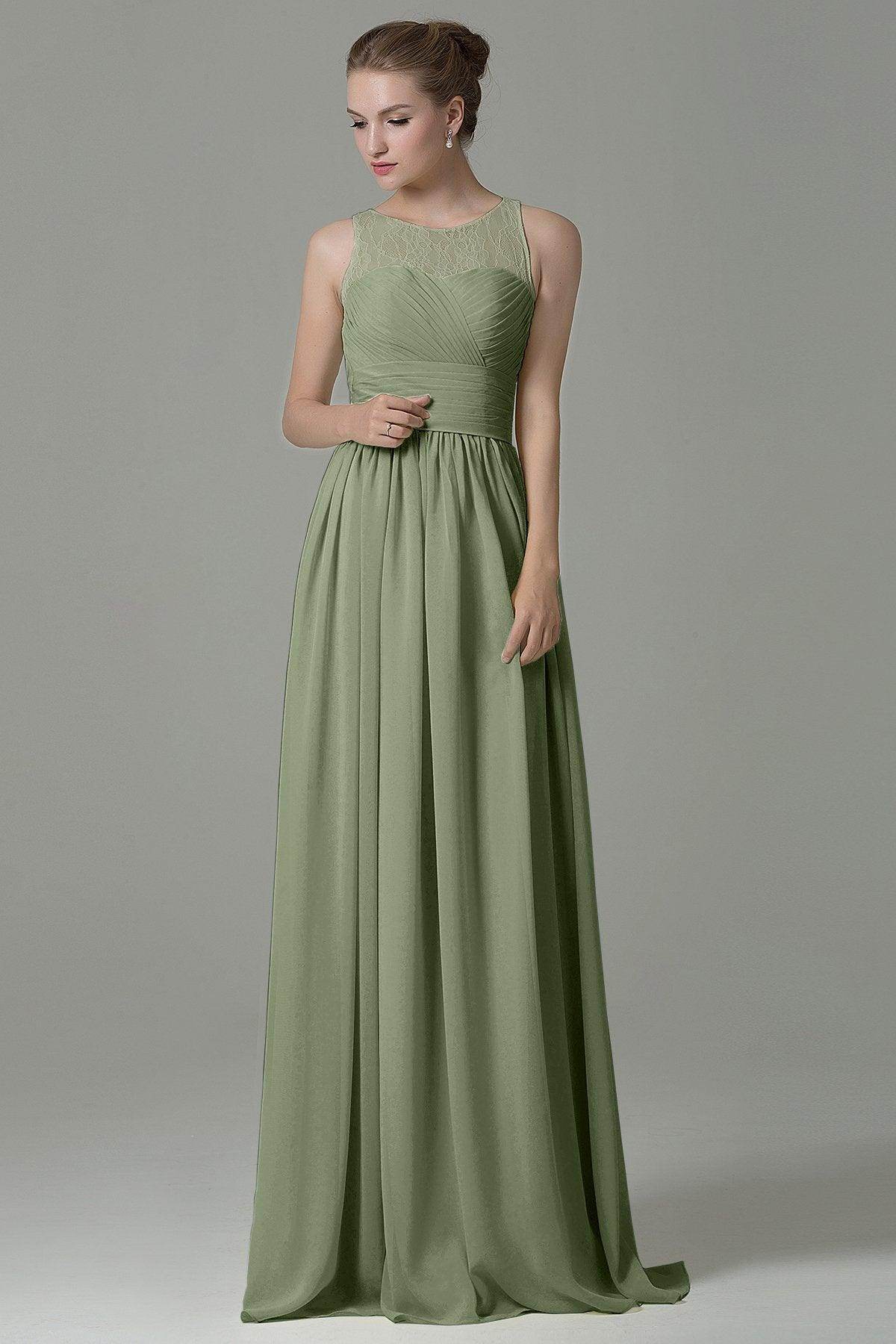 Sheath Floor Length Lace/Chiffon Bridesmaid Dress COZK16005 - COCOMELODY