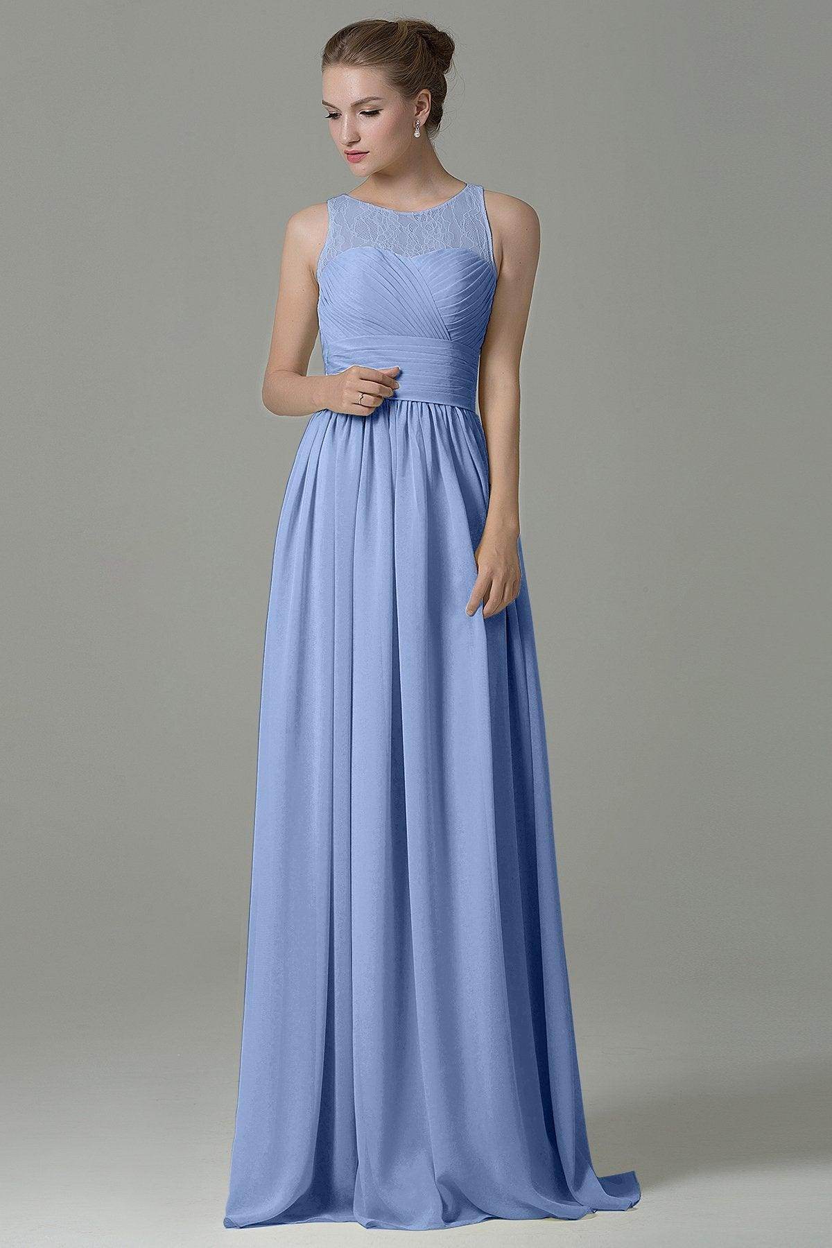 Sheath Floor Length Lace/Chiffon Bridesmaid Dress COZK16005 - COCOMELODY