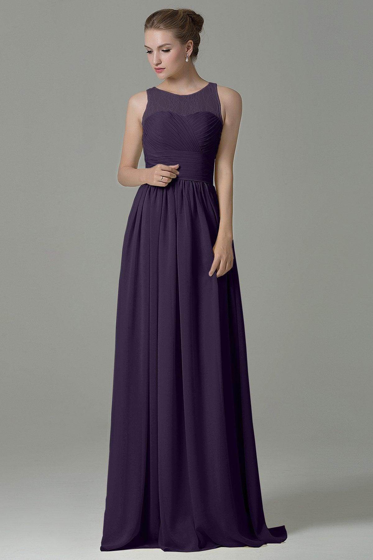 Sheath Floor Length Lace/Chiffon Bridesmaid Dress COZK16005 - COCOMELODY