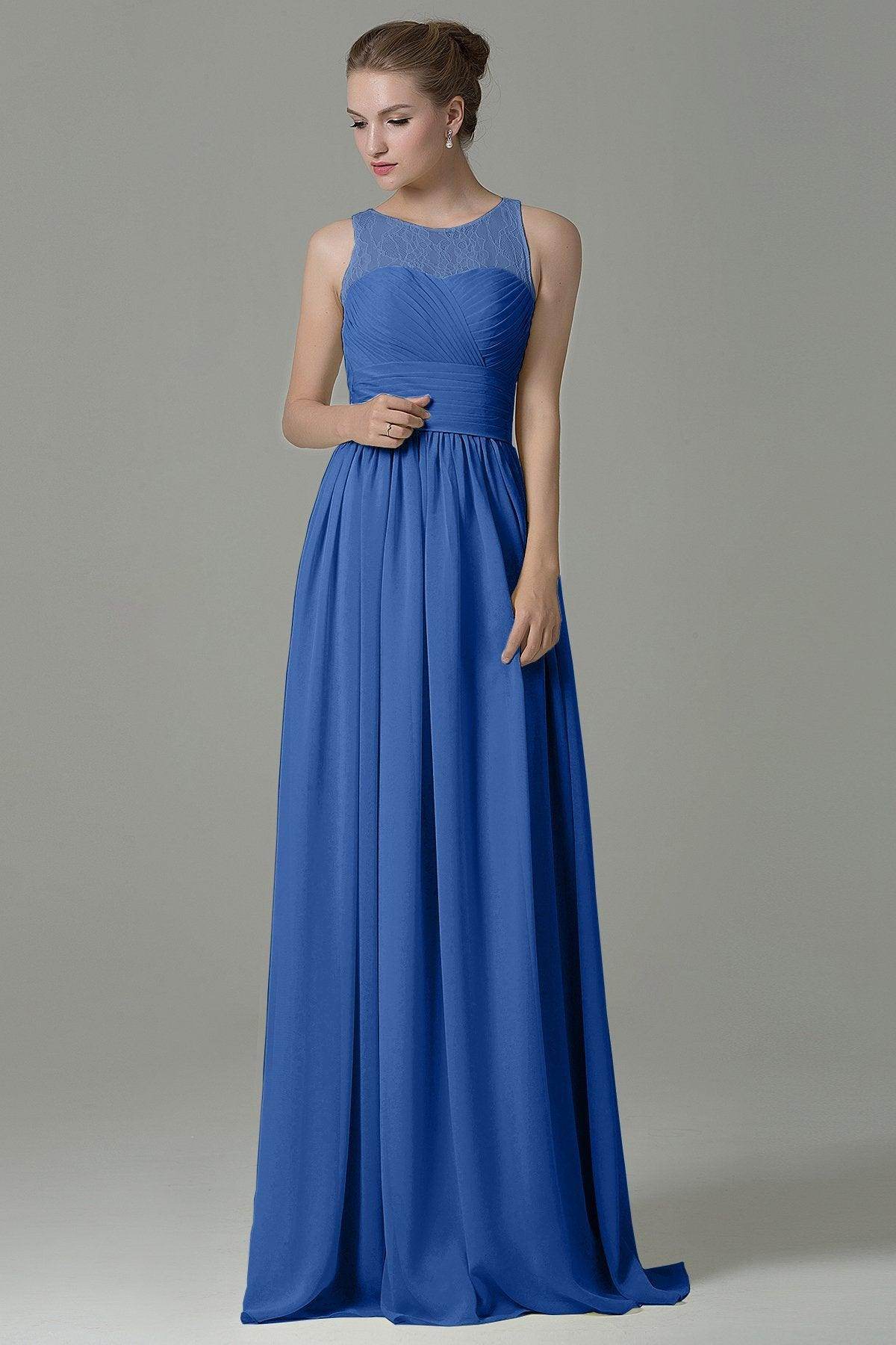 Sheath Floor Length Lace/Chiffon Bridesmaid Dress COZK16005 - COCOMELODY