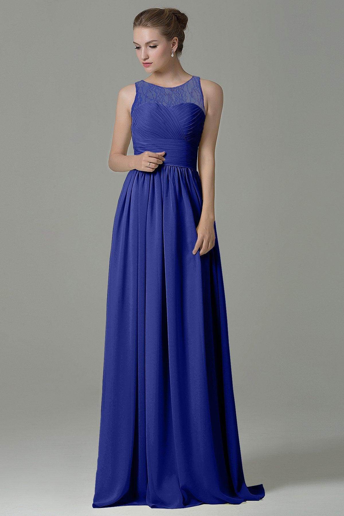 Sheath Floor Length Lace/Chiffon Bridesmaid Dress COZK16005 - COCOMELODY