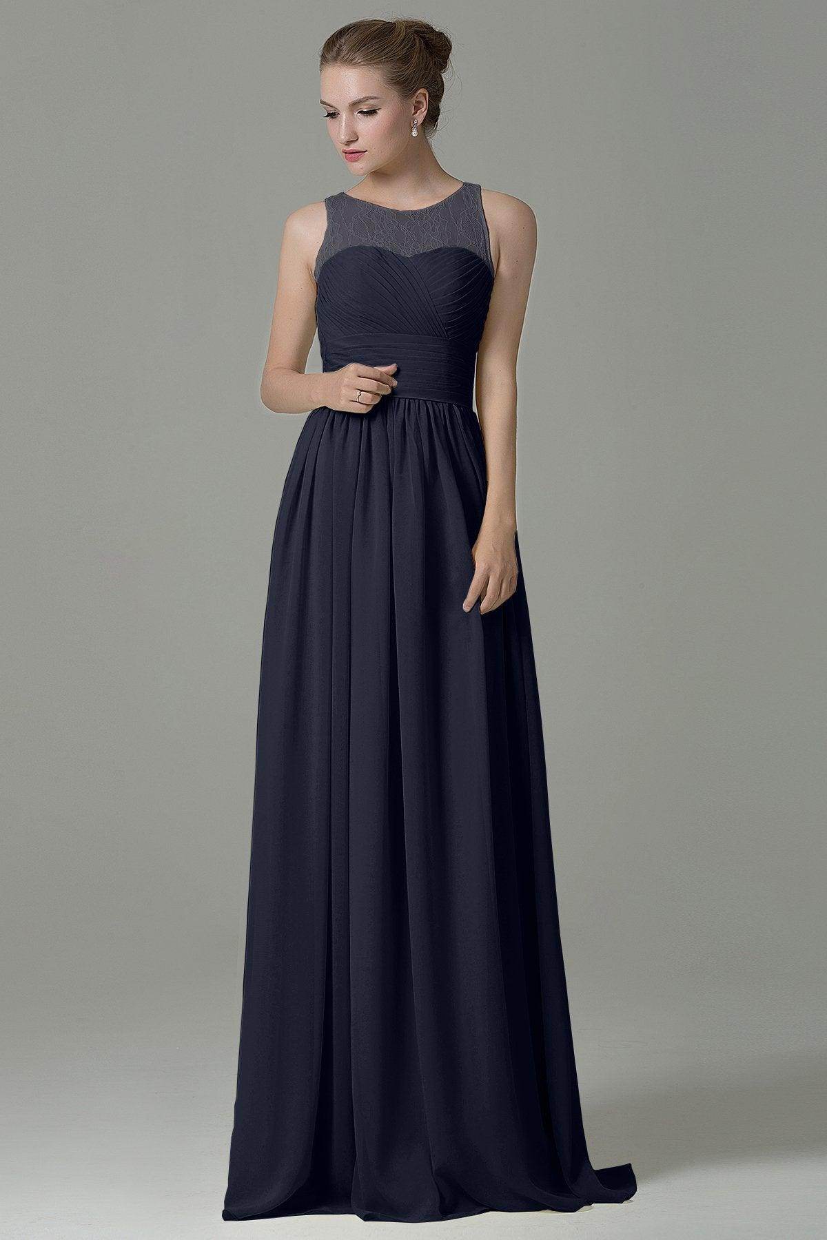 Sheath Floor Length Lace/Chiffon Bridesmaid Dress COZK16005 - COCOMELODY