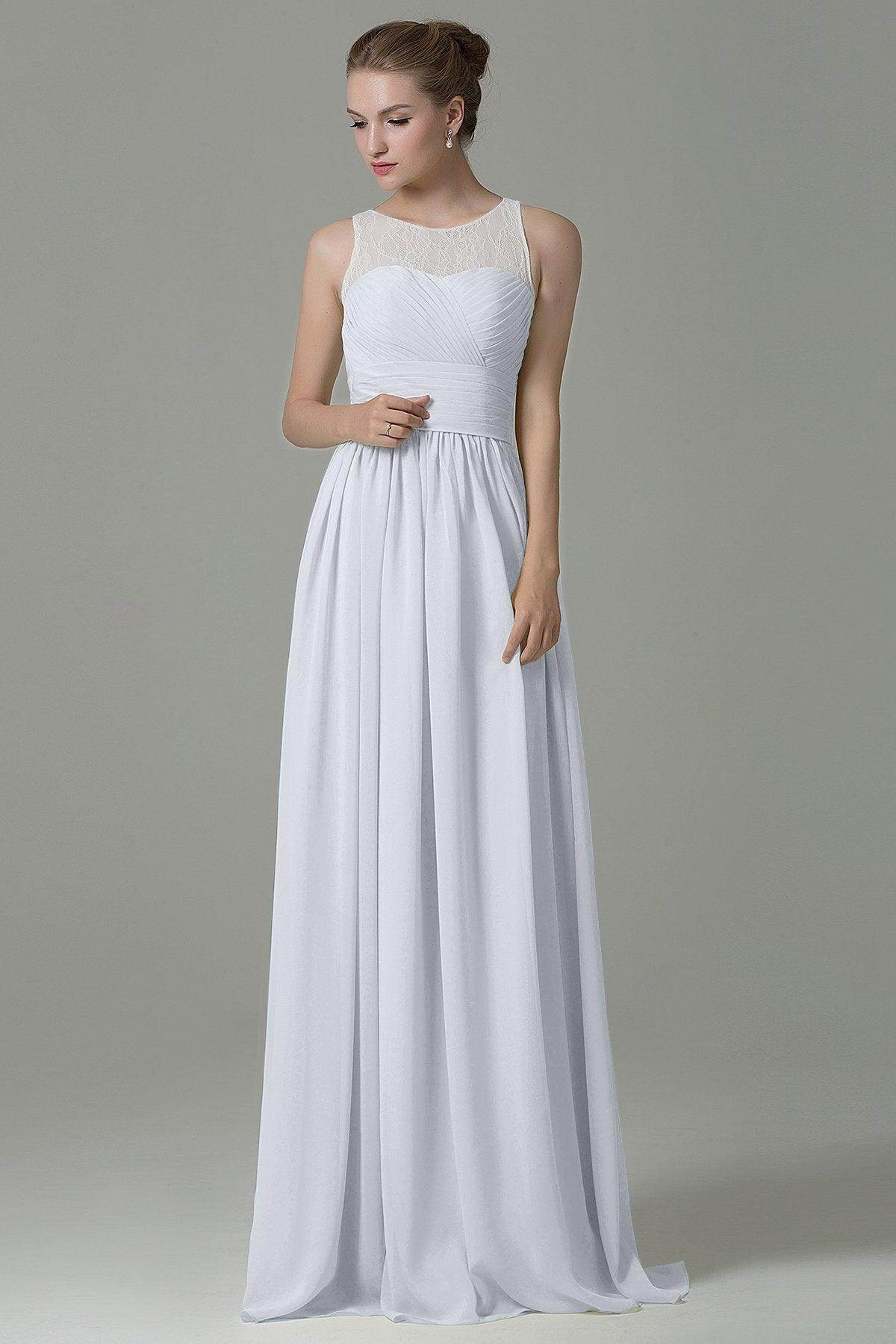 Sheath Floor Length Lace/Chiffon Bridesmaid Dress COZK16005 - COCOMELODY