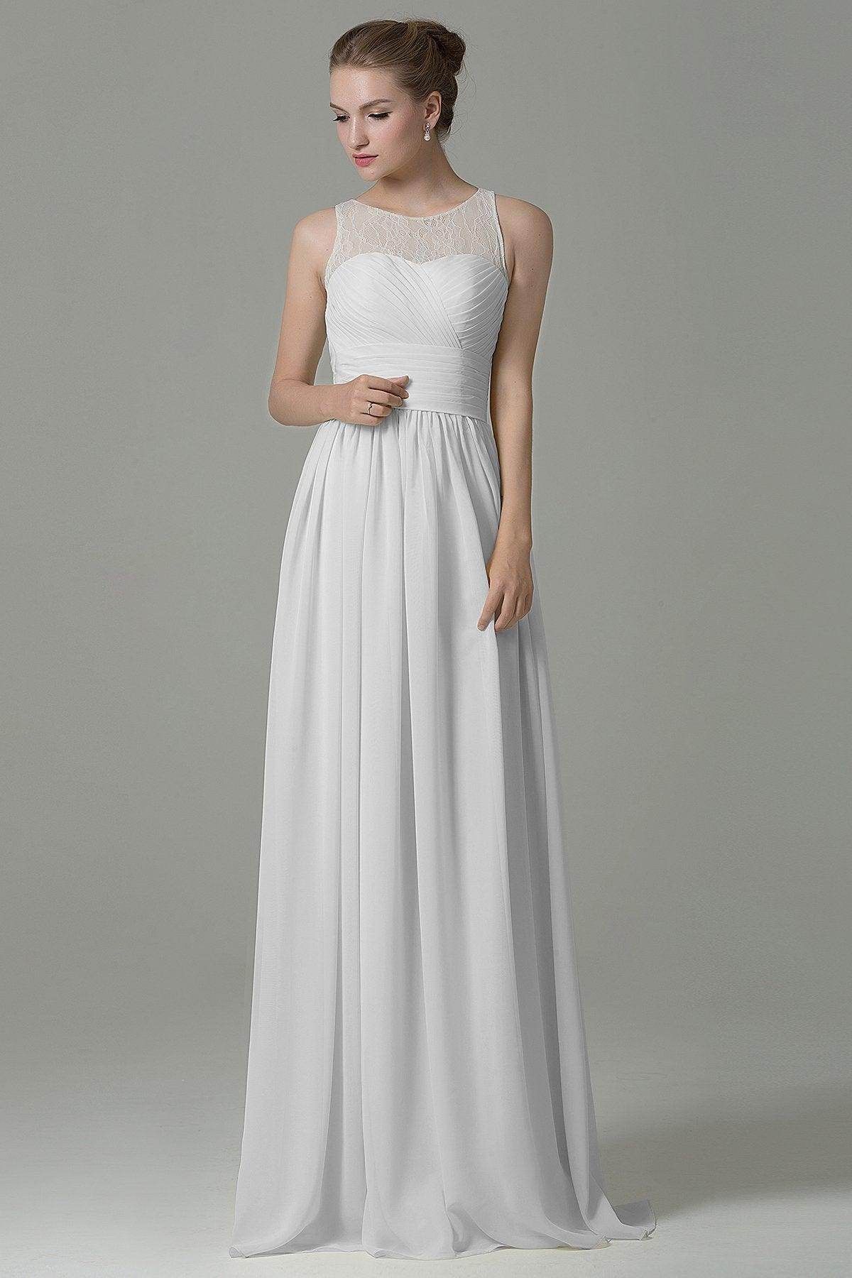 Sheath Floor Length Lace/Chiffon Bridesmaid Dress COZK16005 - COCOMELODY