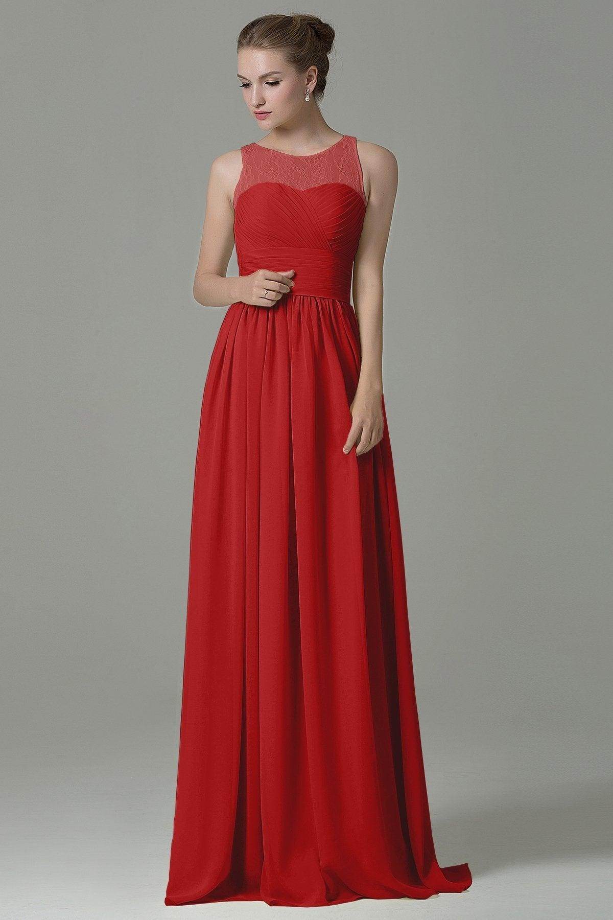 Sheath Floor Length Lace/Chiffon Bridesmaid Dress COZK16005 - COCOMELODY