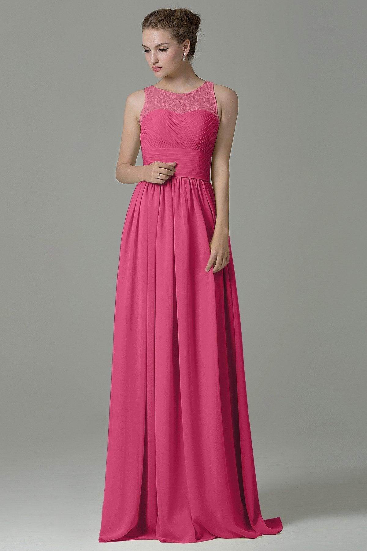 Sheath Floor Length Lace/Chiffon Bridesmaid Dress COZK16005 - COCOMELODY