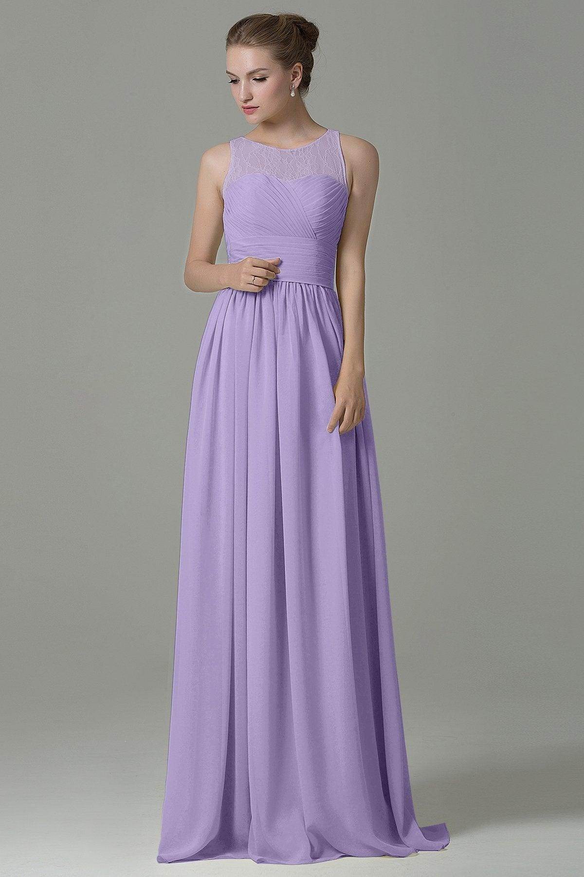 Sheath Floor Length Lace/Chiffon Bridesmaid Dress COZK16005 - COCOMELODY
