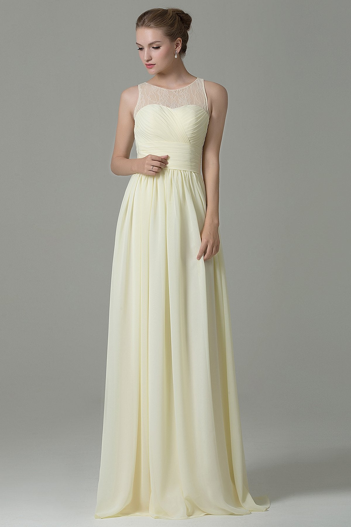 Sheath Floor Length Lace/Chiffon Bridesmaid Dress COZK16005