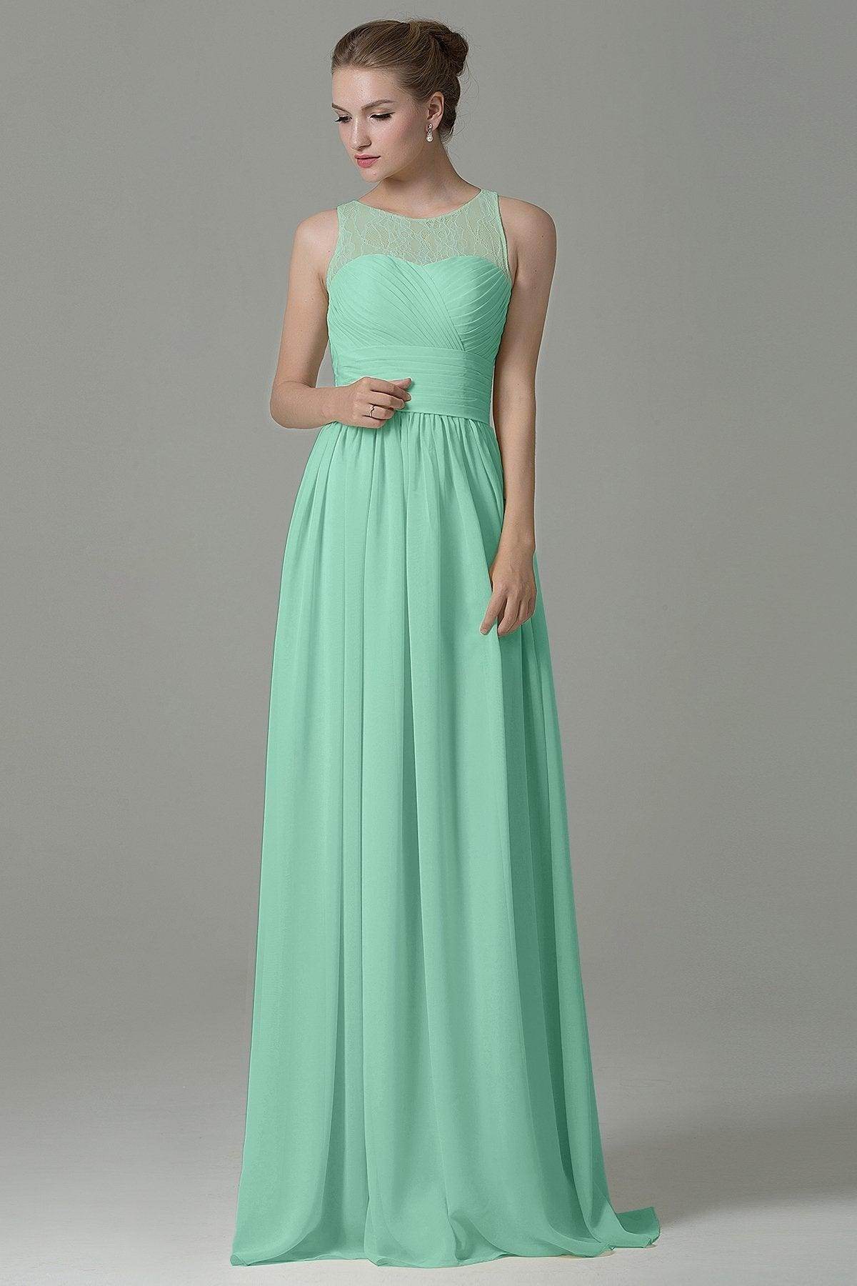 Sheath Floor Length Lace/Chiffon Bridesmaid Dress COZK16005 - COCOMELODY