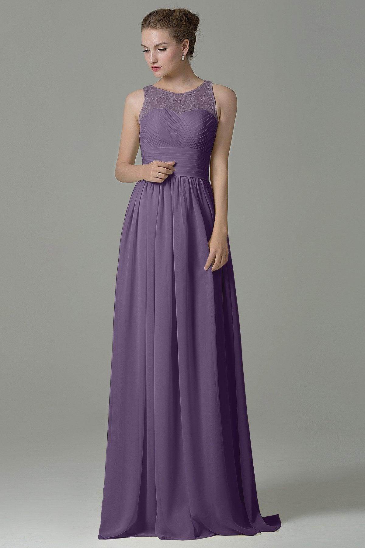 Sheath Floor Length Lace/Chiffon Bridesmaid Dress COZK16005 - COCOMELODY