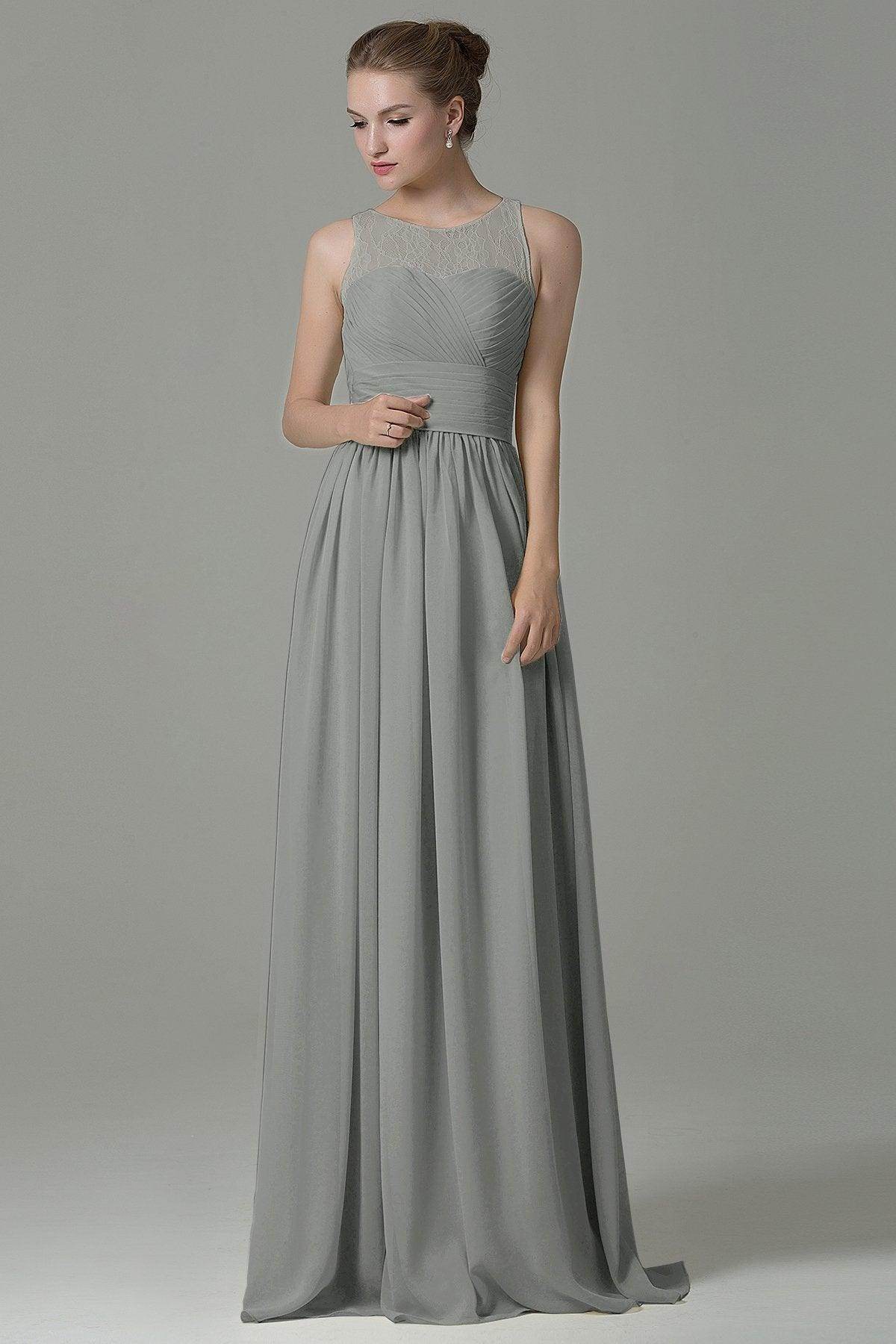 Sheath Floor Length Lace/Chiffon Bridesmaid Dress COZK16005 - COCOMELODY