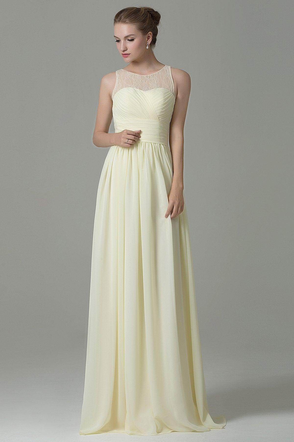 Sheath Floor Length Lace/Chiffon Bridesmaid Dress COZK16005 - COCOMELODY