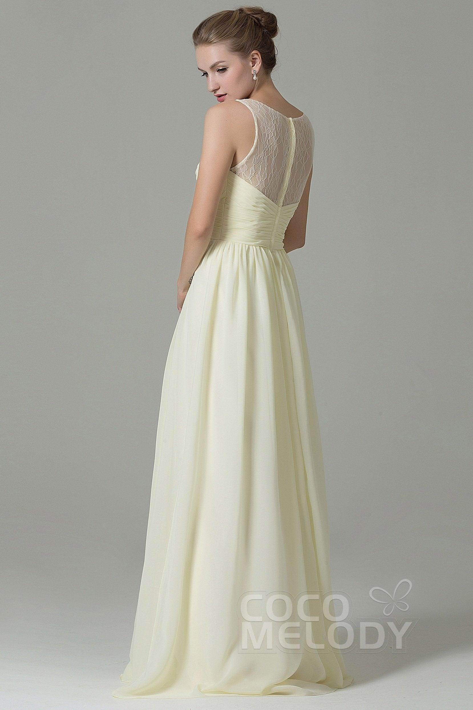 Sheath Floor Length Lace/Chiffon Bridesmaid Dress COZK16005 - COCOMELODY