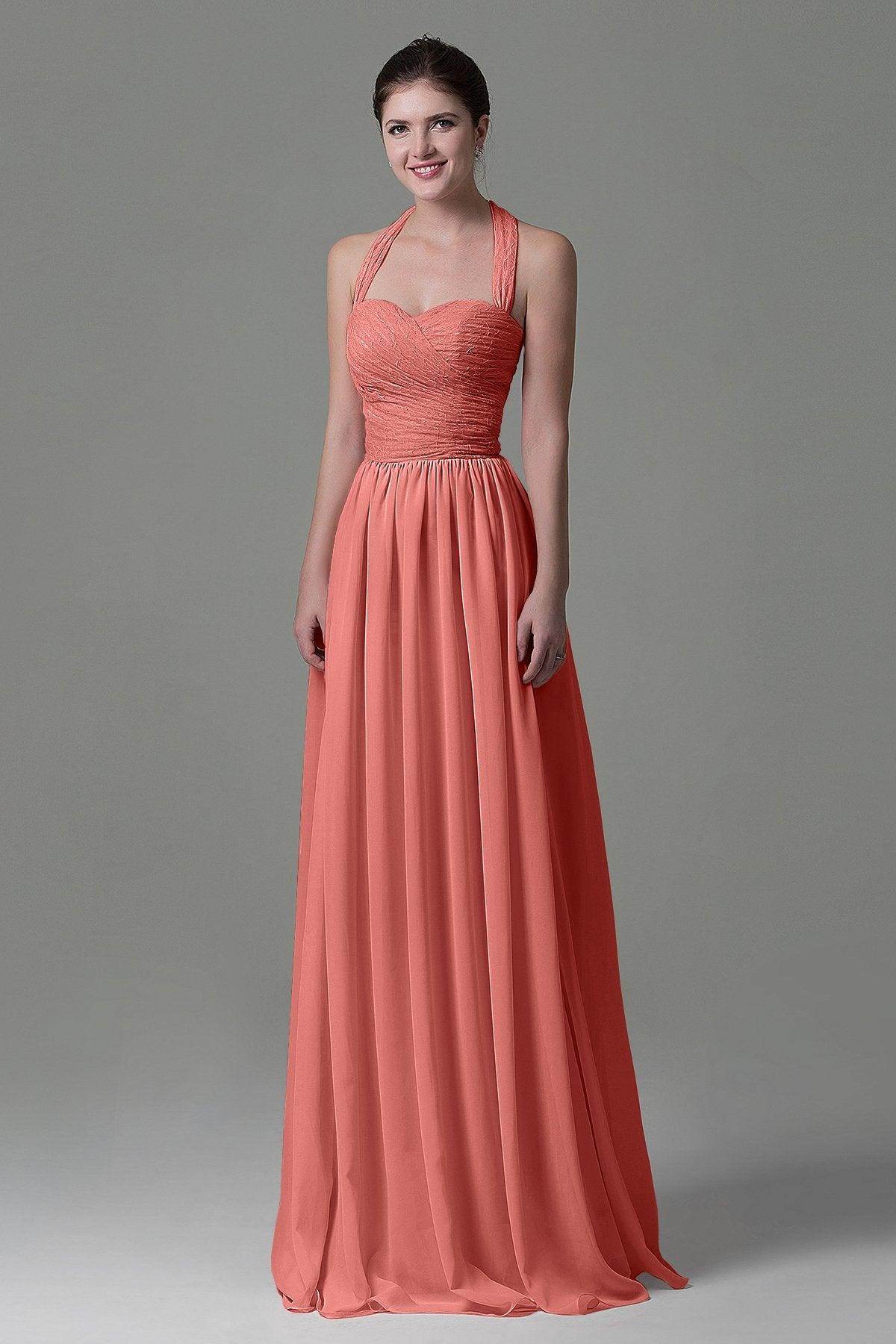 A-Line Floor Length Lace/Chiffon Bridesmaid Dress COZK16006 - COCOMELODY