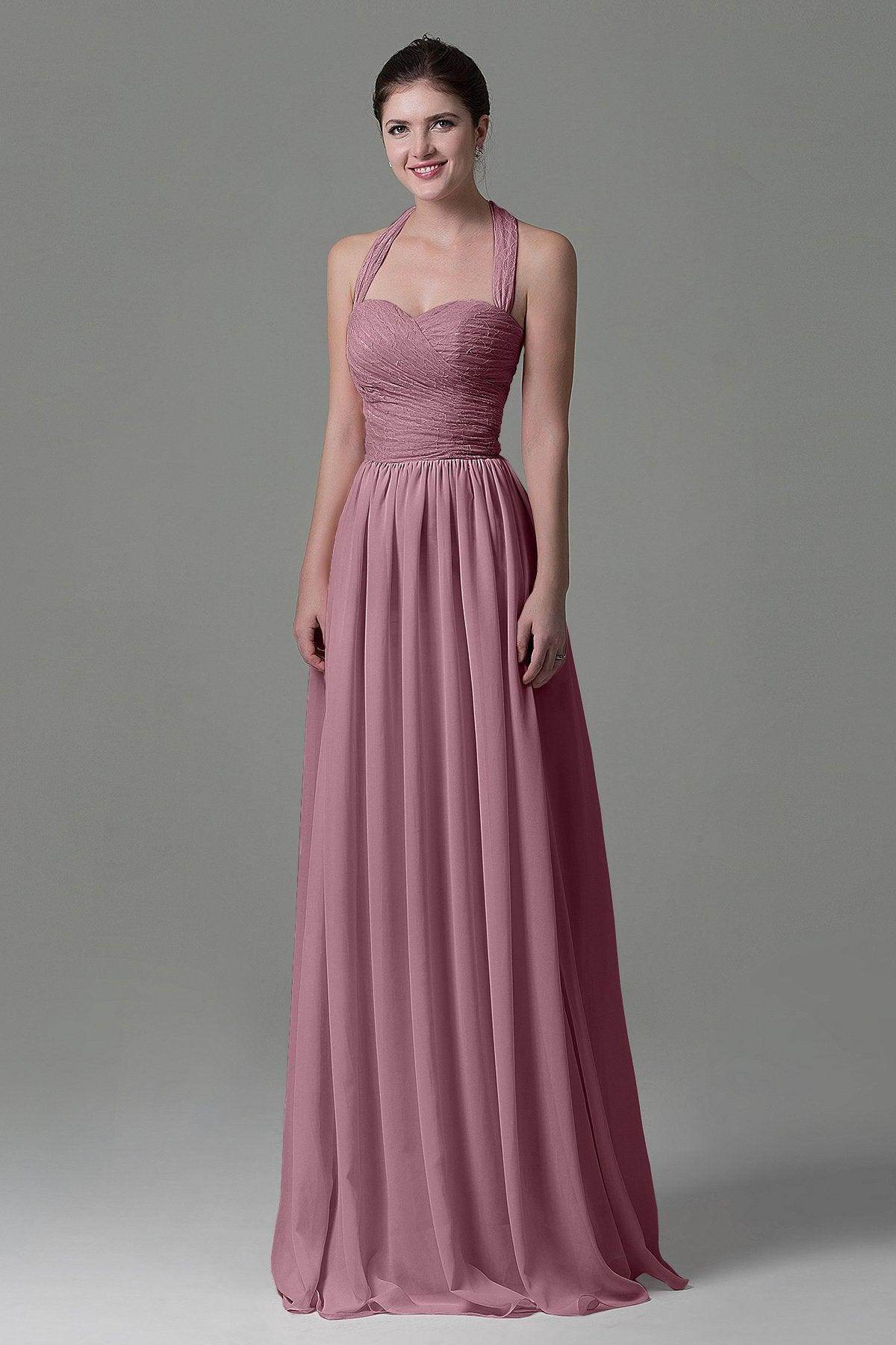 A-Line Floor Length Lace/Chiffon Bridesmaid Dress COZK16006 - COCOMELODY
