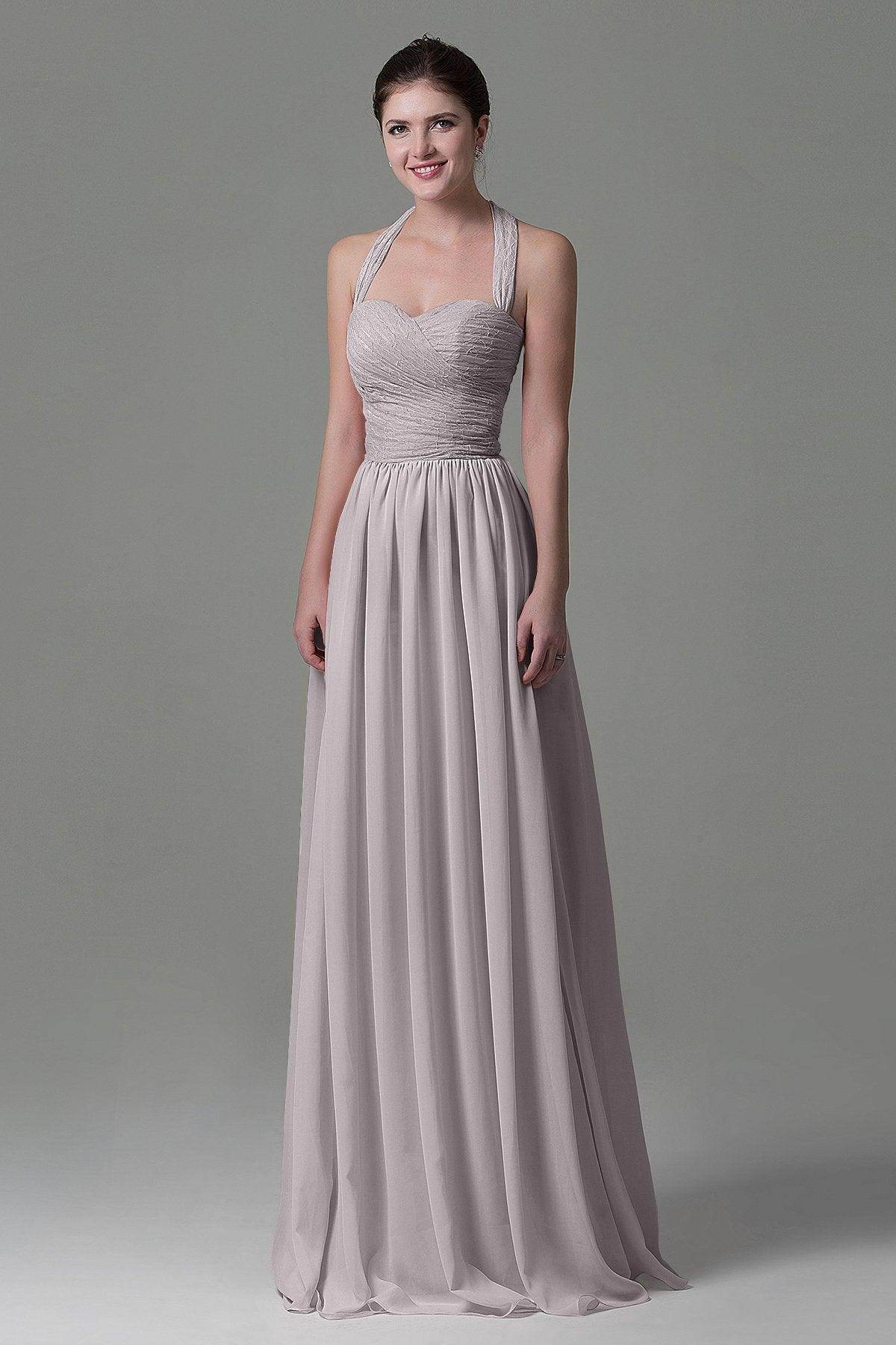 A-Line Floor Length Lace/Chiffon Bridesmaid Dress COZK16006 - COCOMELODY
