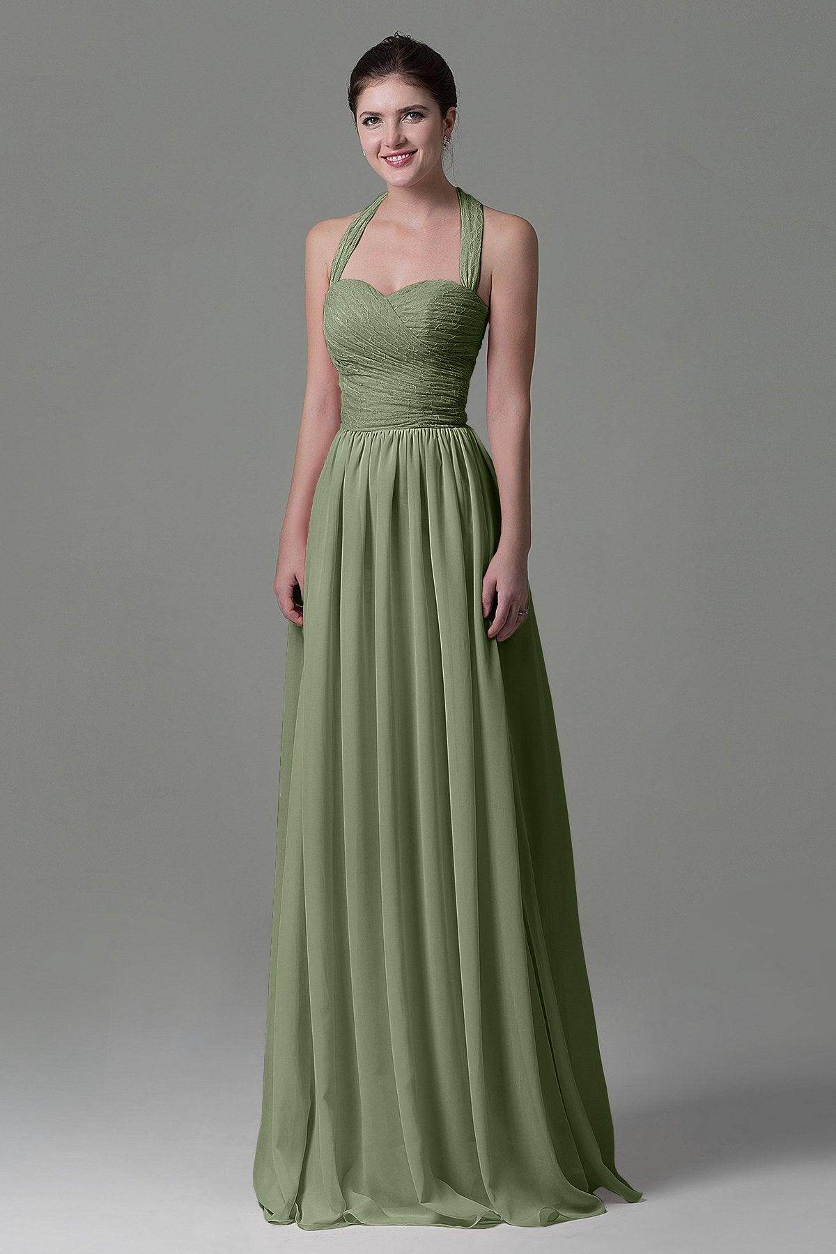 A-Line Floor Length Lace/Chiffon Bridesmaid Dress COZK16006 - COCOMELODY